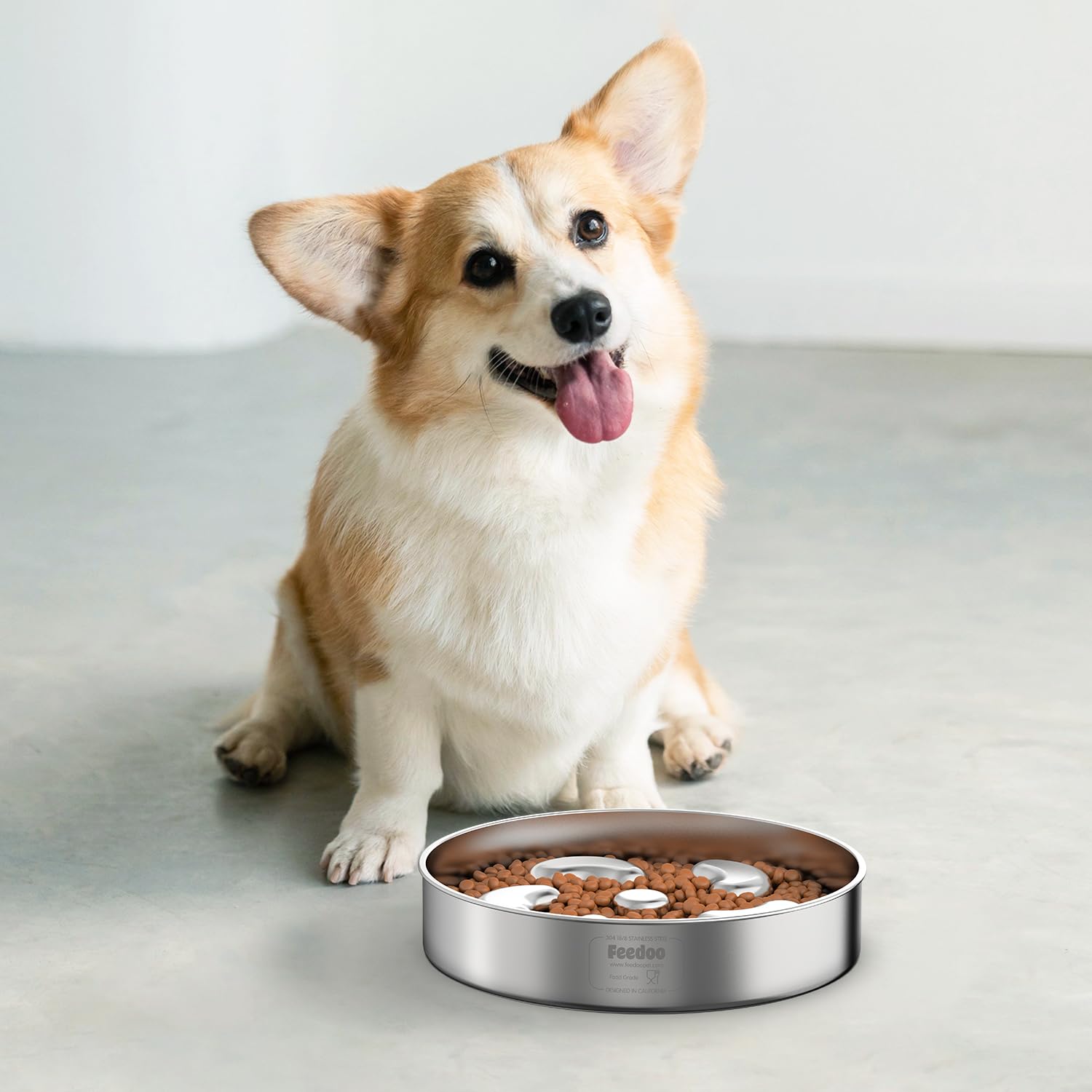 Double walled Stainless Steel Slow Feeder Dog Bowl