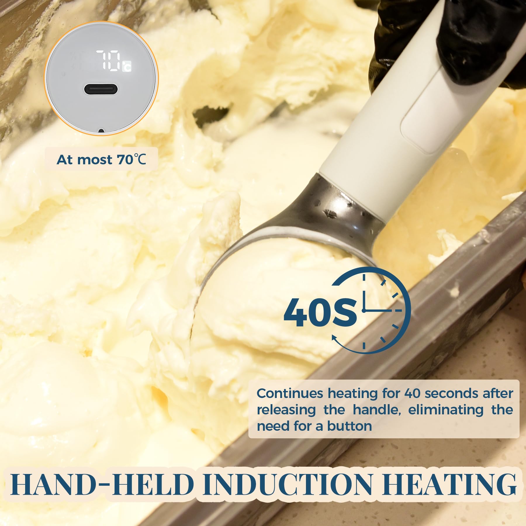 Heated Rechargeable Ice Cream Scooper