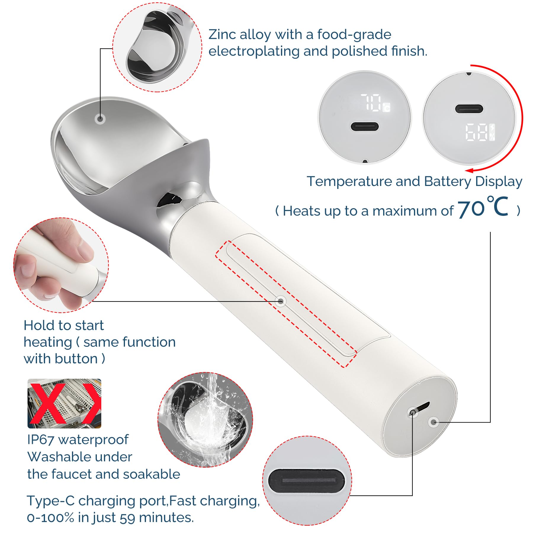 Heated Rechargeable Ice Cream Scooper