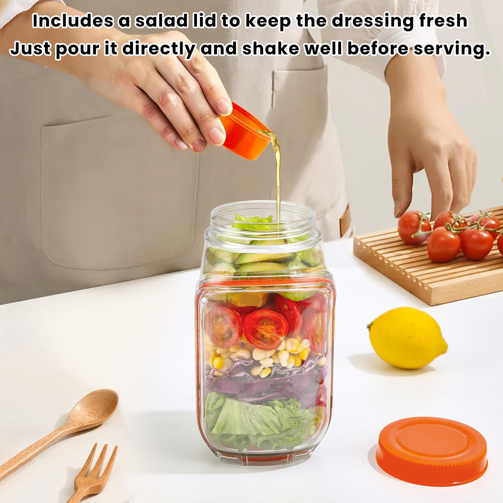 Side opening salad mason jar bowl