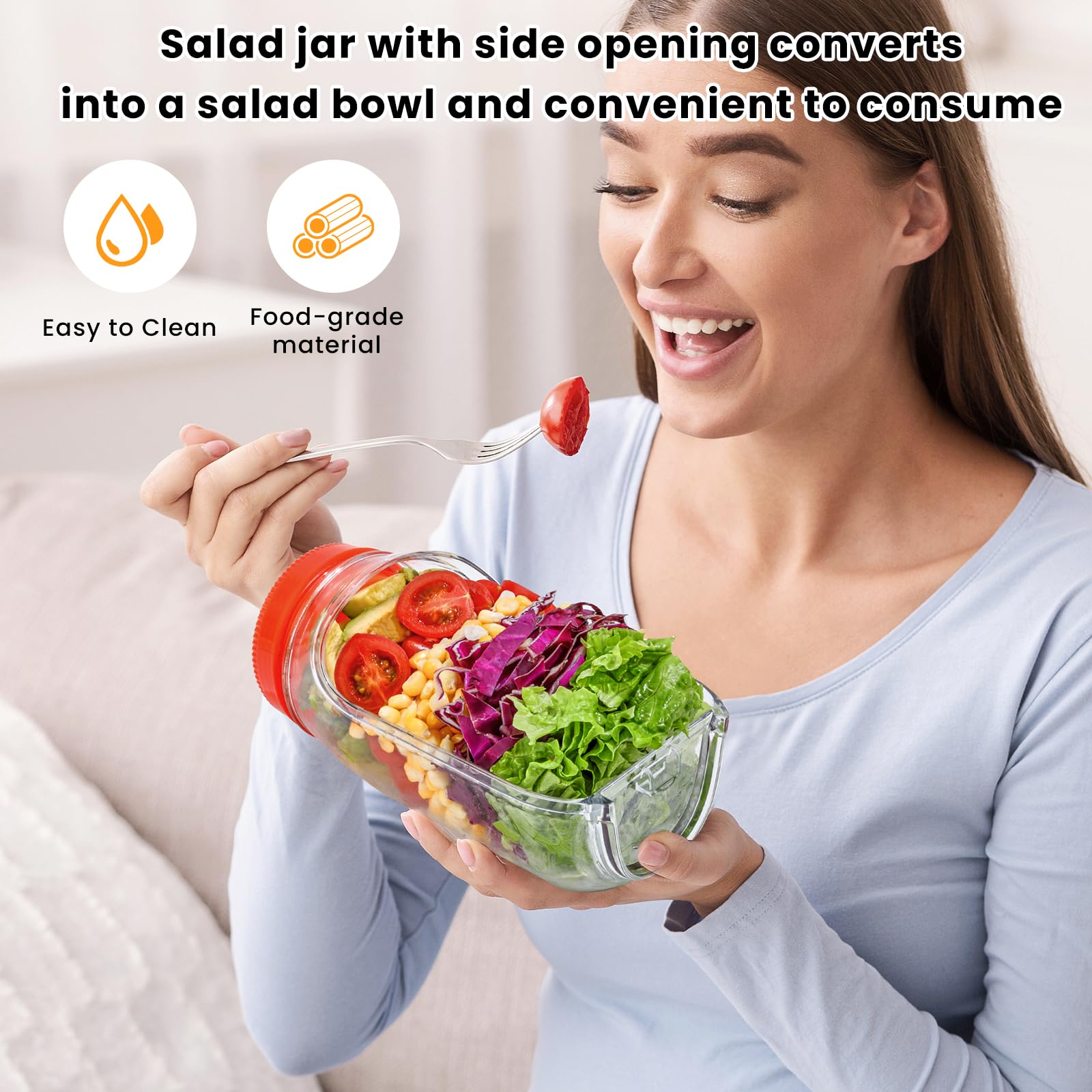 Side opening salad mason jar bowl