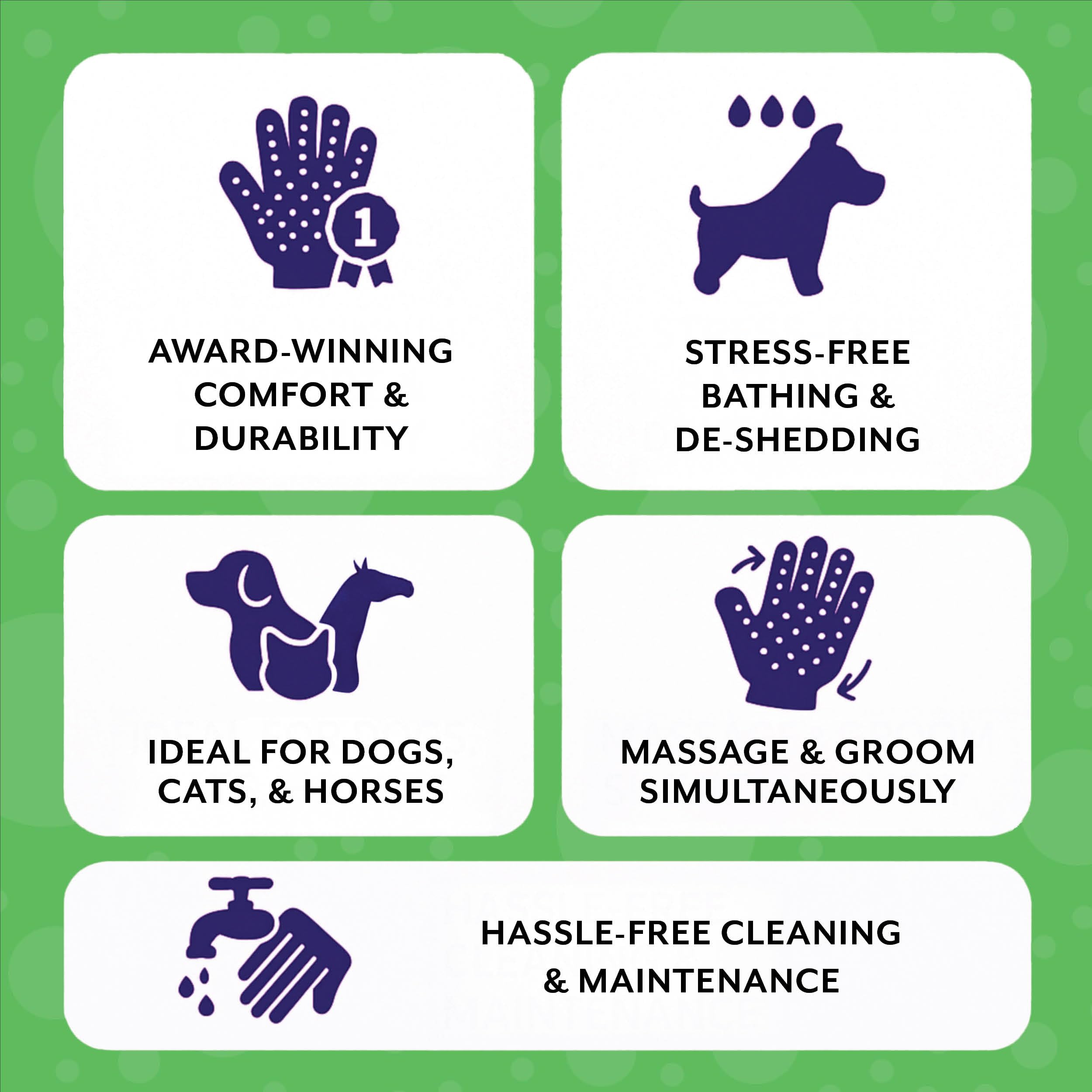 Pet Grooming Gloves for Shedding, Bathing, & Hair Removal