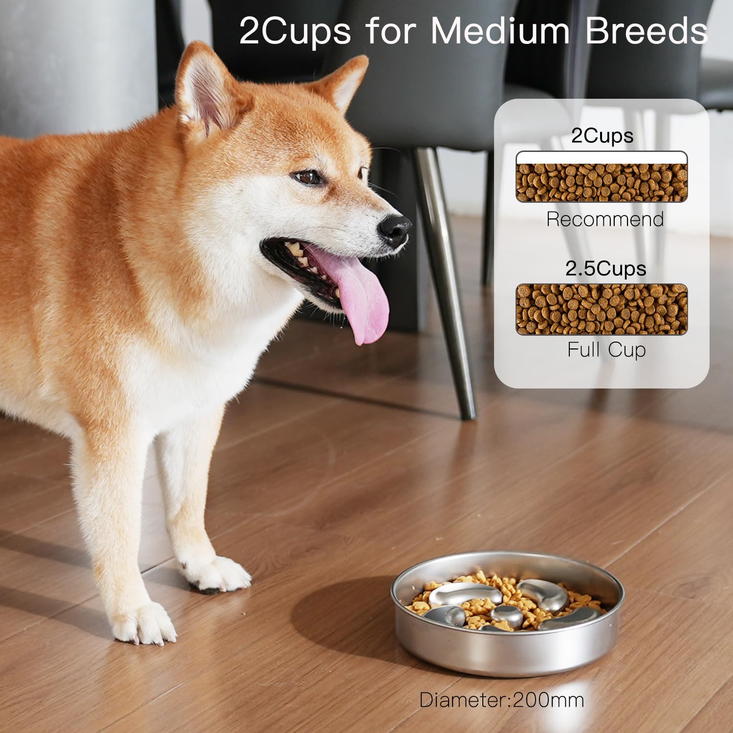 Double walled Stainless Steel Slow Feeder Dog Bowl