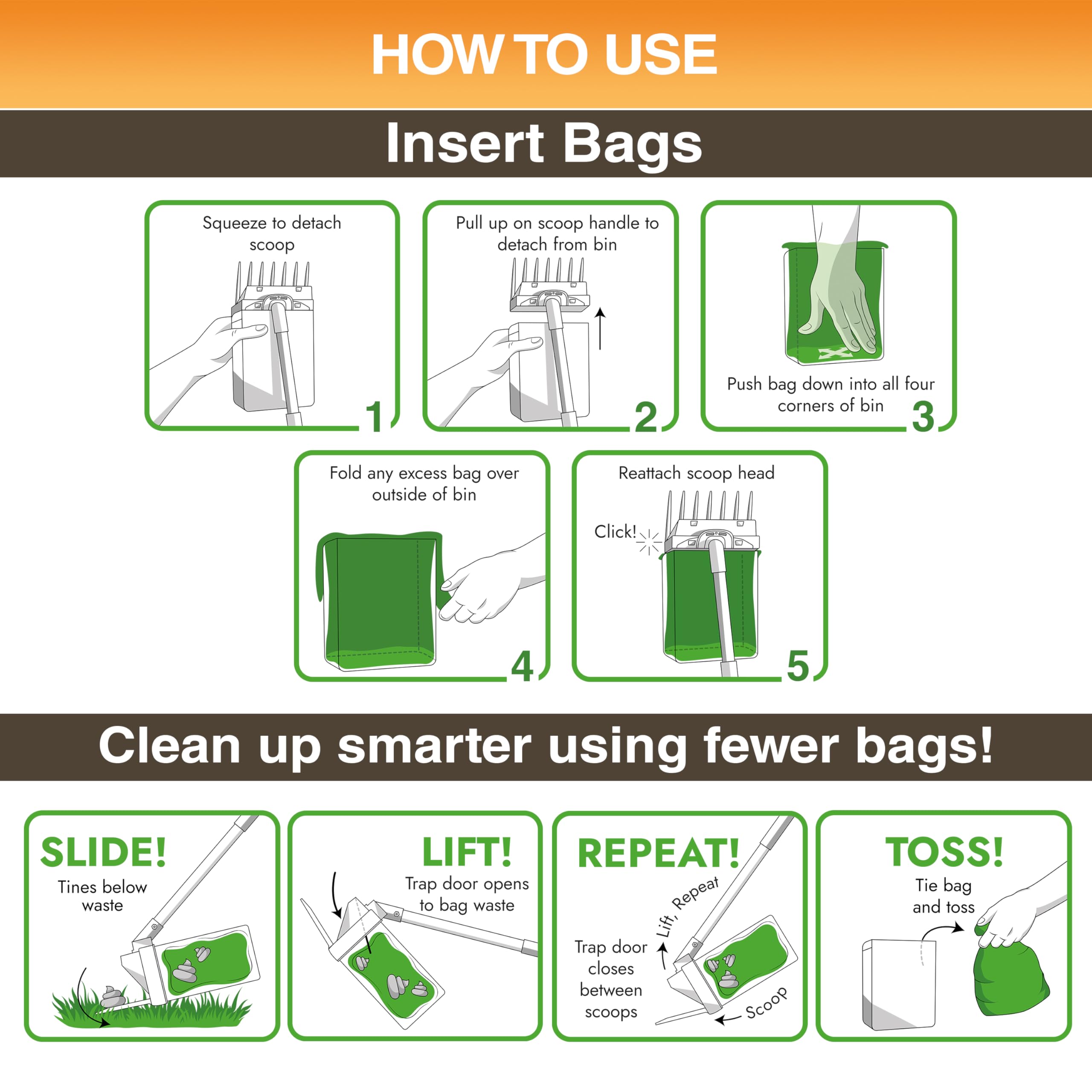Lift N’ Bag 2.0 Dog Pooper Scooper with Bag Attachment & 27" Pole