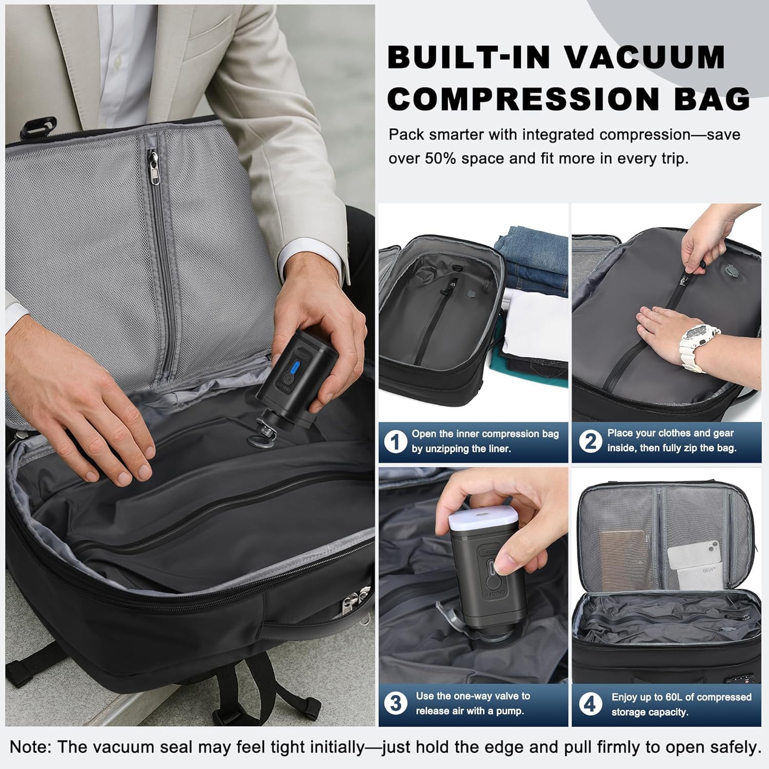 Vacuum Compression Travel Backpack