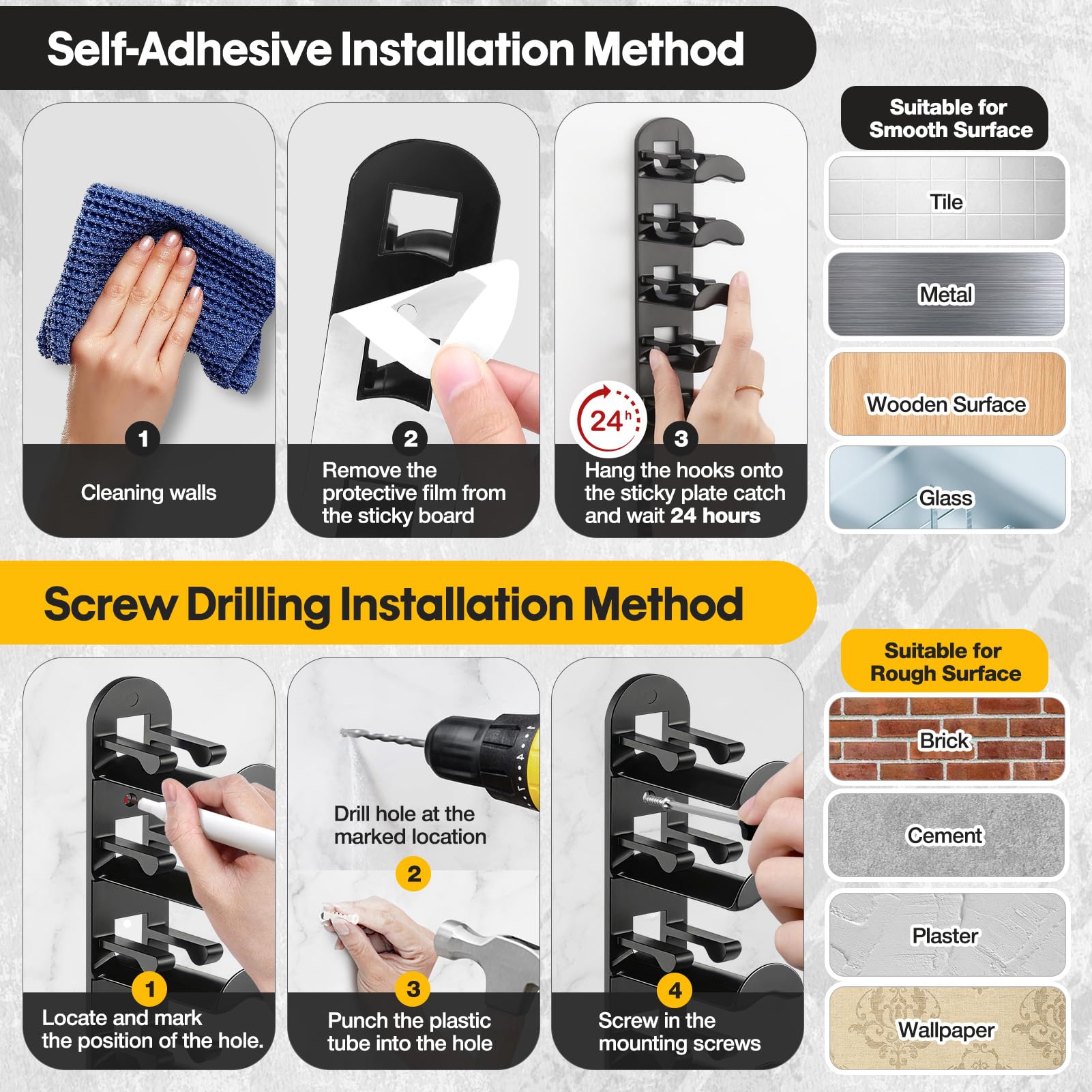 Wall Mounted 2-Pack 20 Hat Hook Organizer