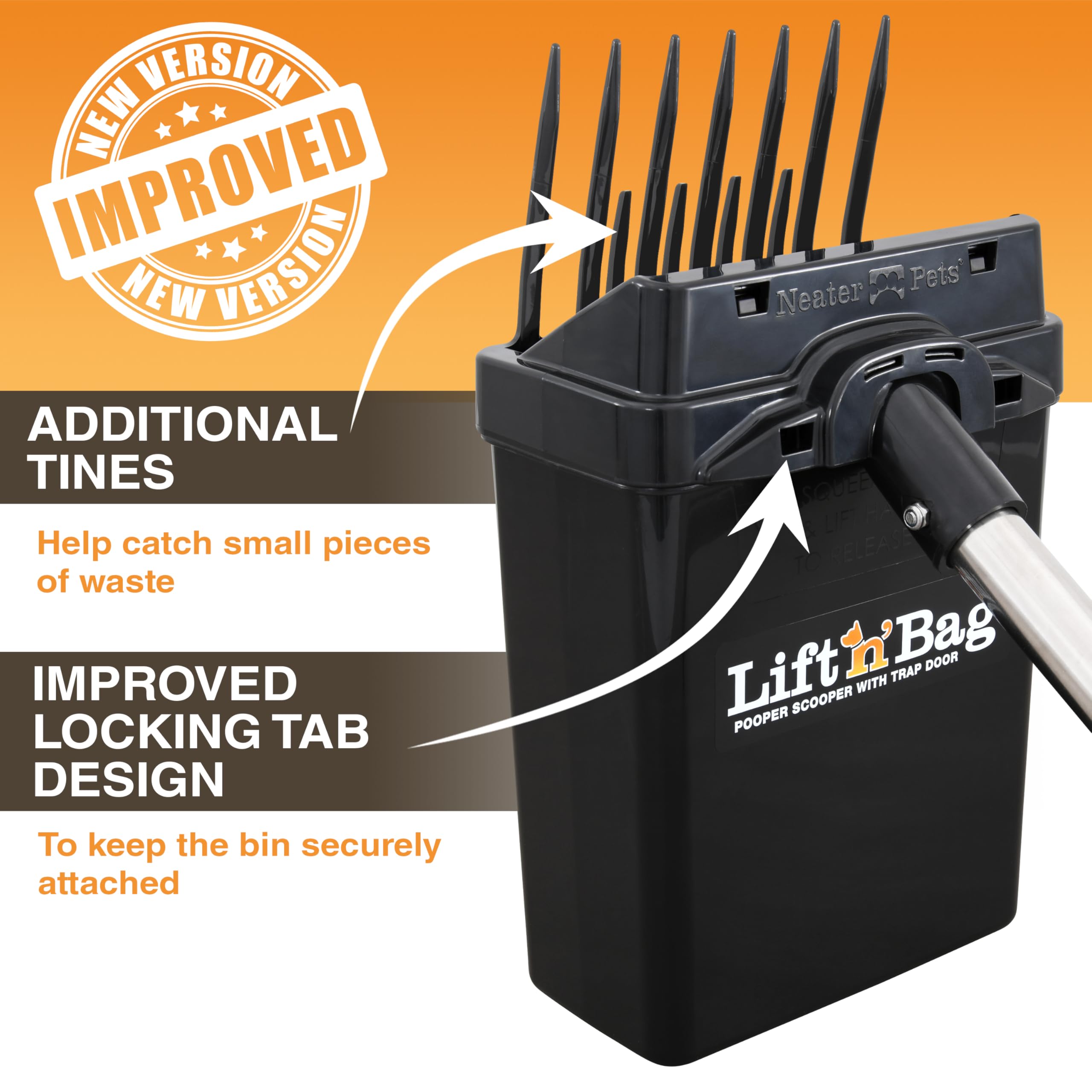Lift N’ Bag 2.0 Dog Pooper Scooper with Bag Attachment & 27" Pole