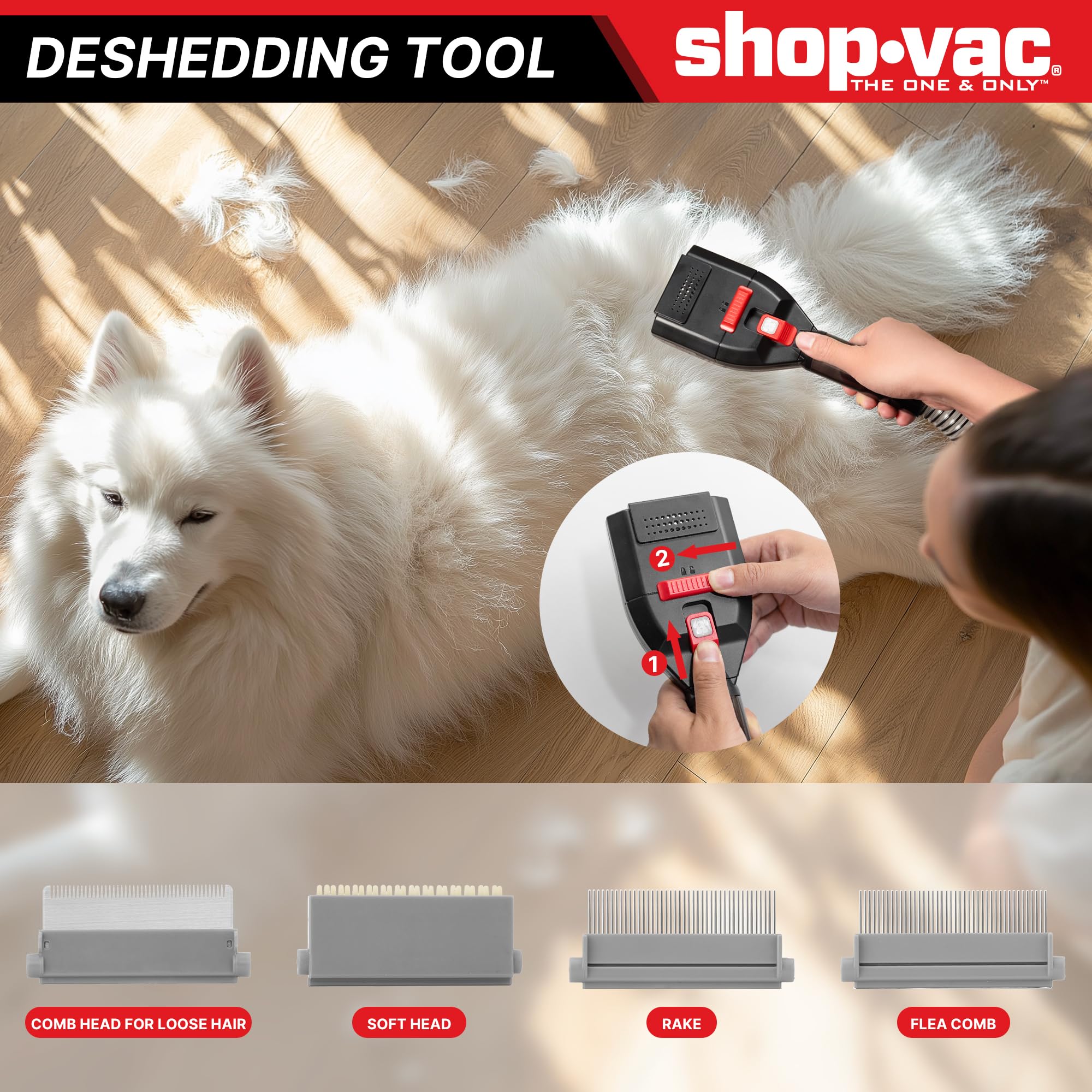 Shop-Vac 4-in-1 Pet Grooming & Vacuum System - Shedding, Trimming, and Cleaning
