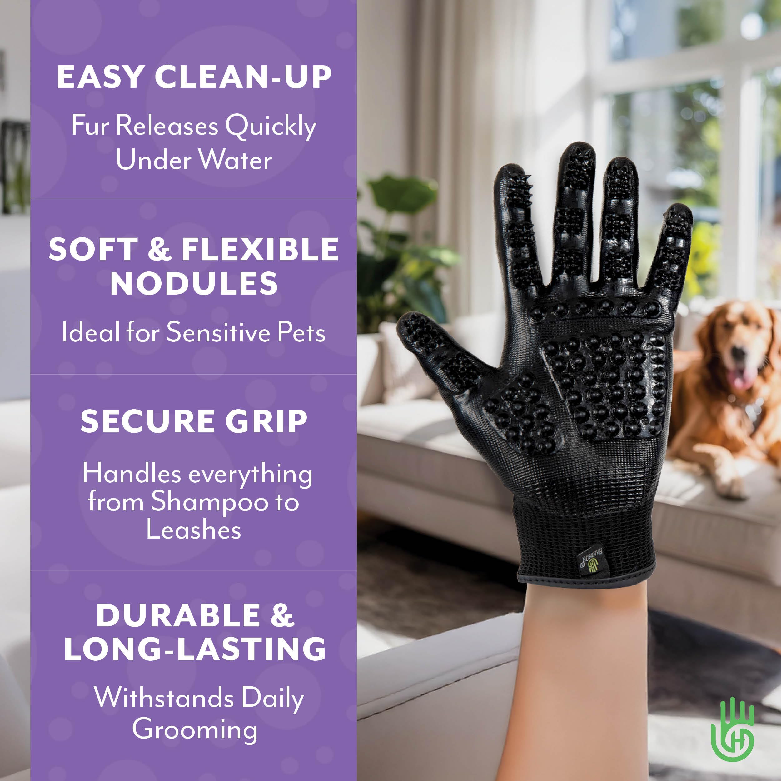 Pet Grooming Gloves for Shedding, Bathing, & Hair Removal