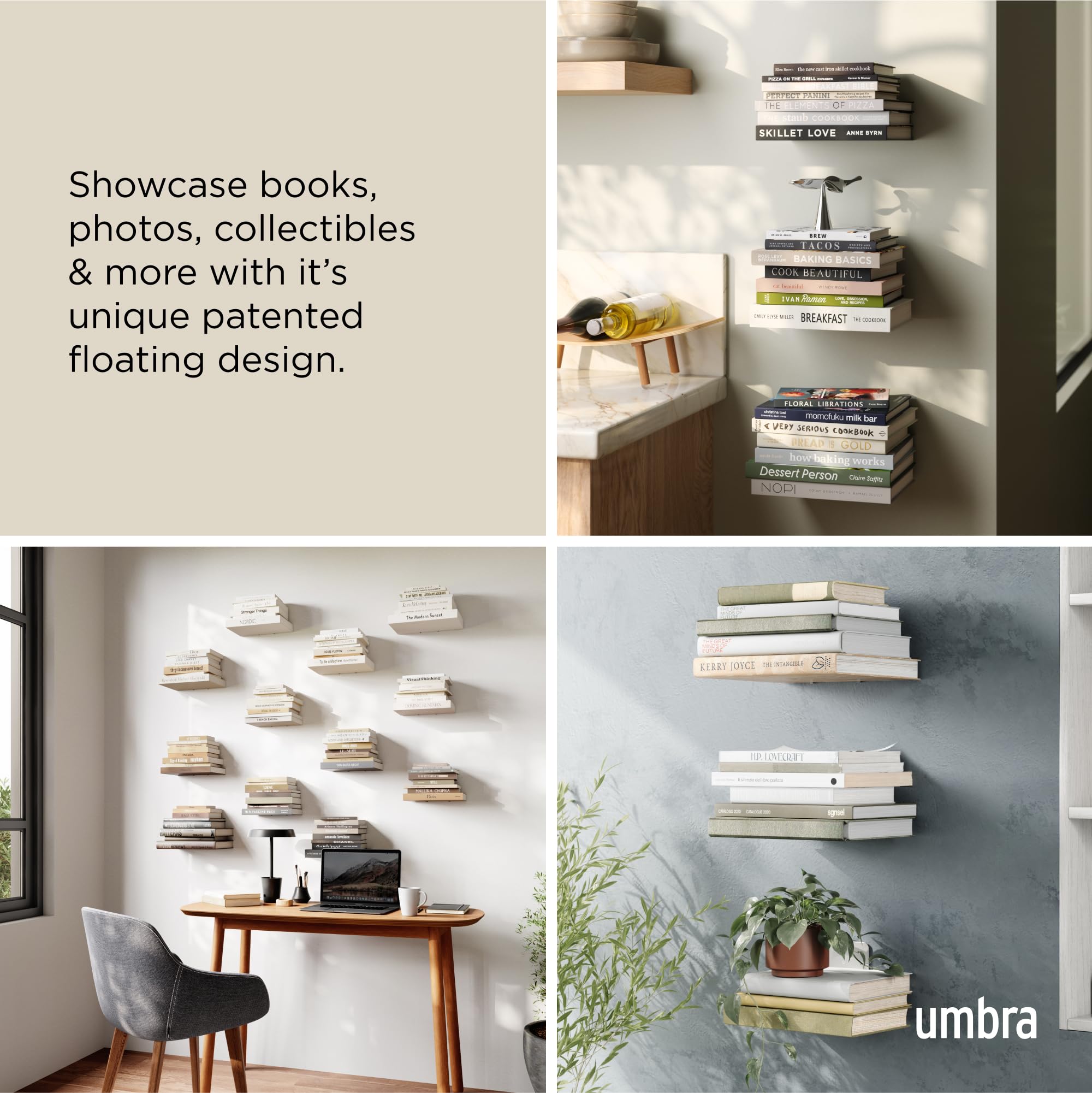 Concealed Floating Small Bookshelfs, Set of 3