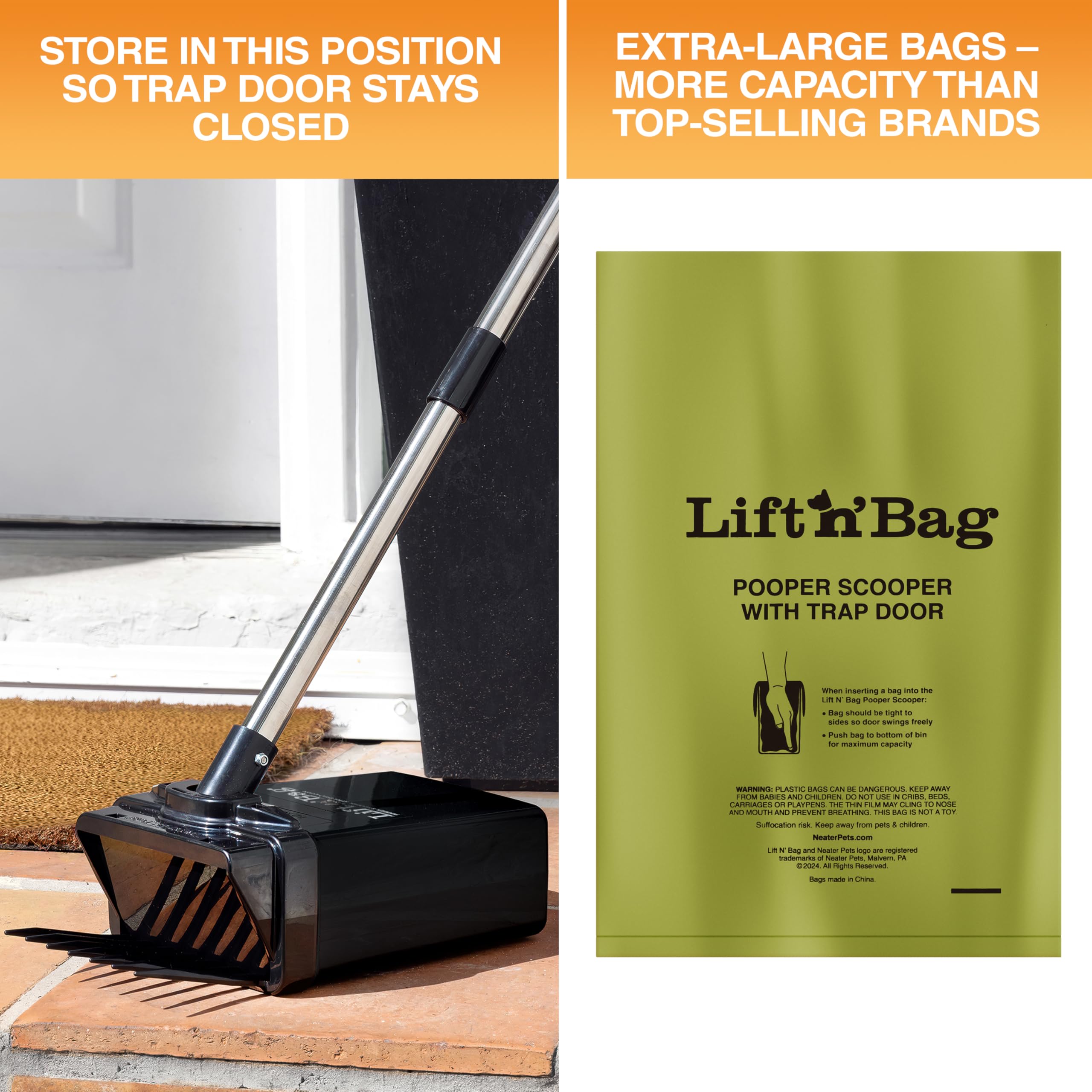 Lift N’ Bag 2.0 Dog Pooper Scooper with Bag Attachment & 27" Pole