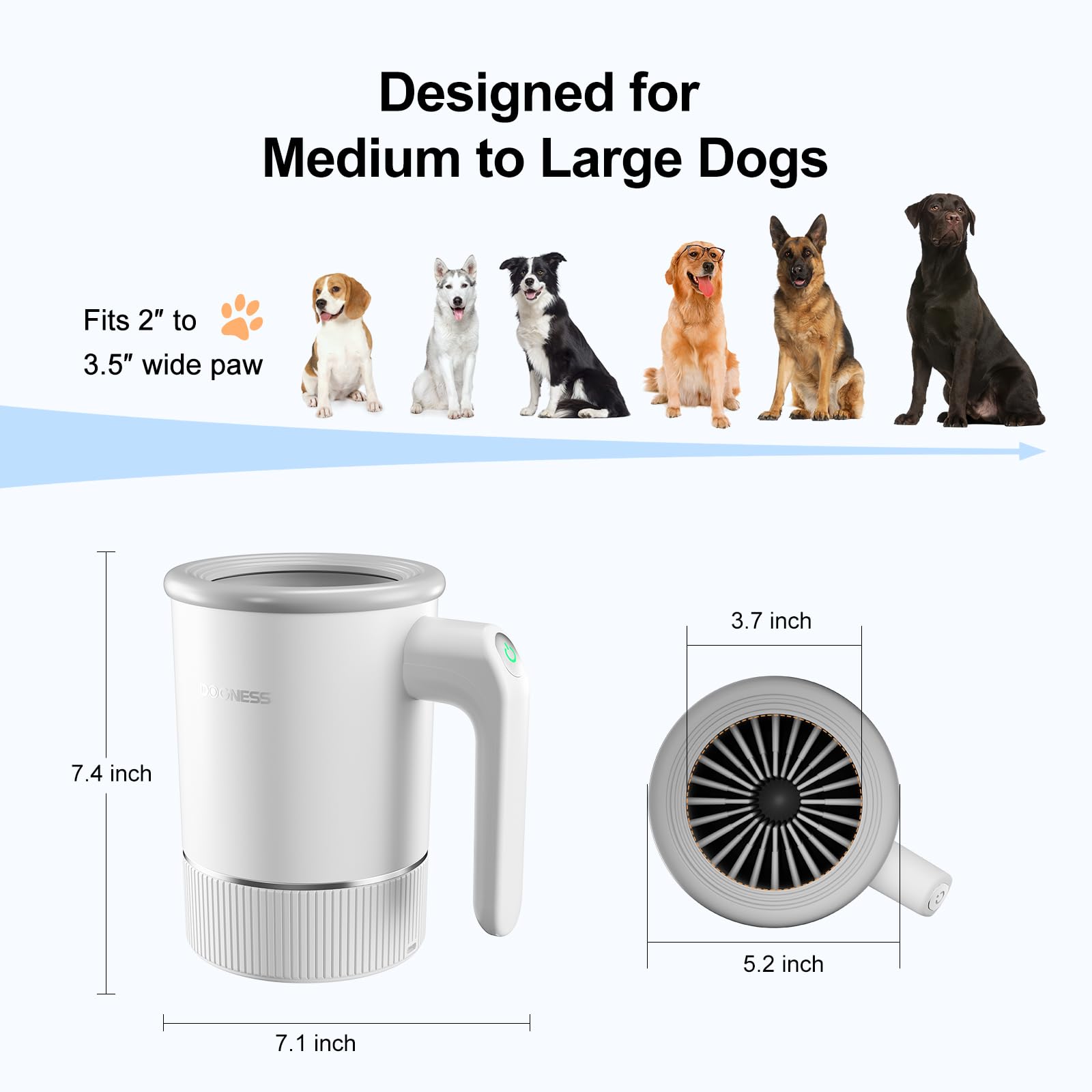 Automatic Dog Paw Cleaner for Medium to Large Dogs (White)