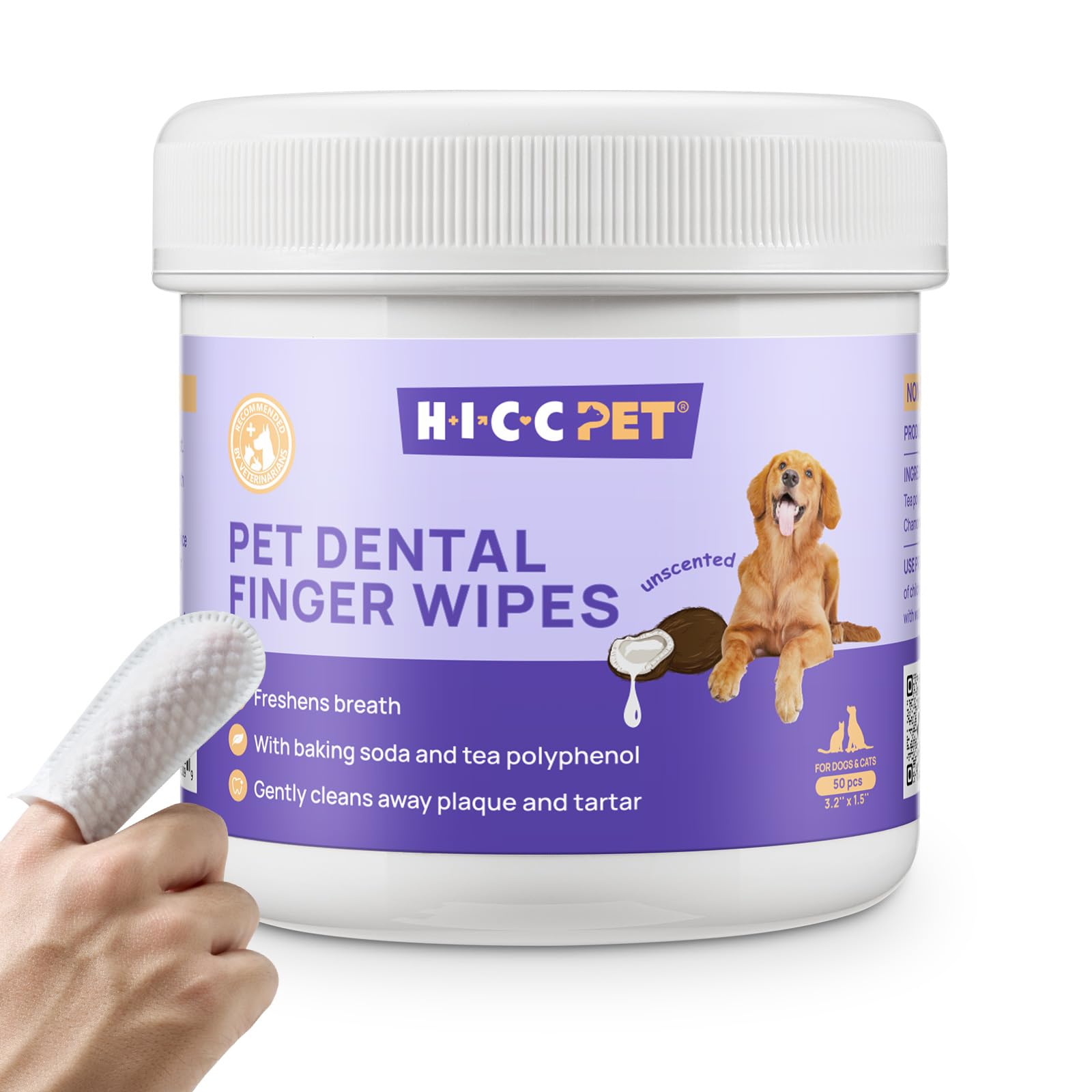 HICC Pet Teeth Cleaning Wipes for Dogs & Cats
