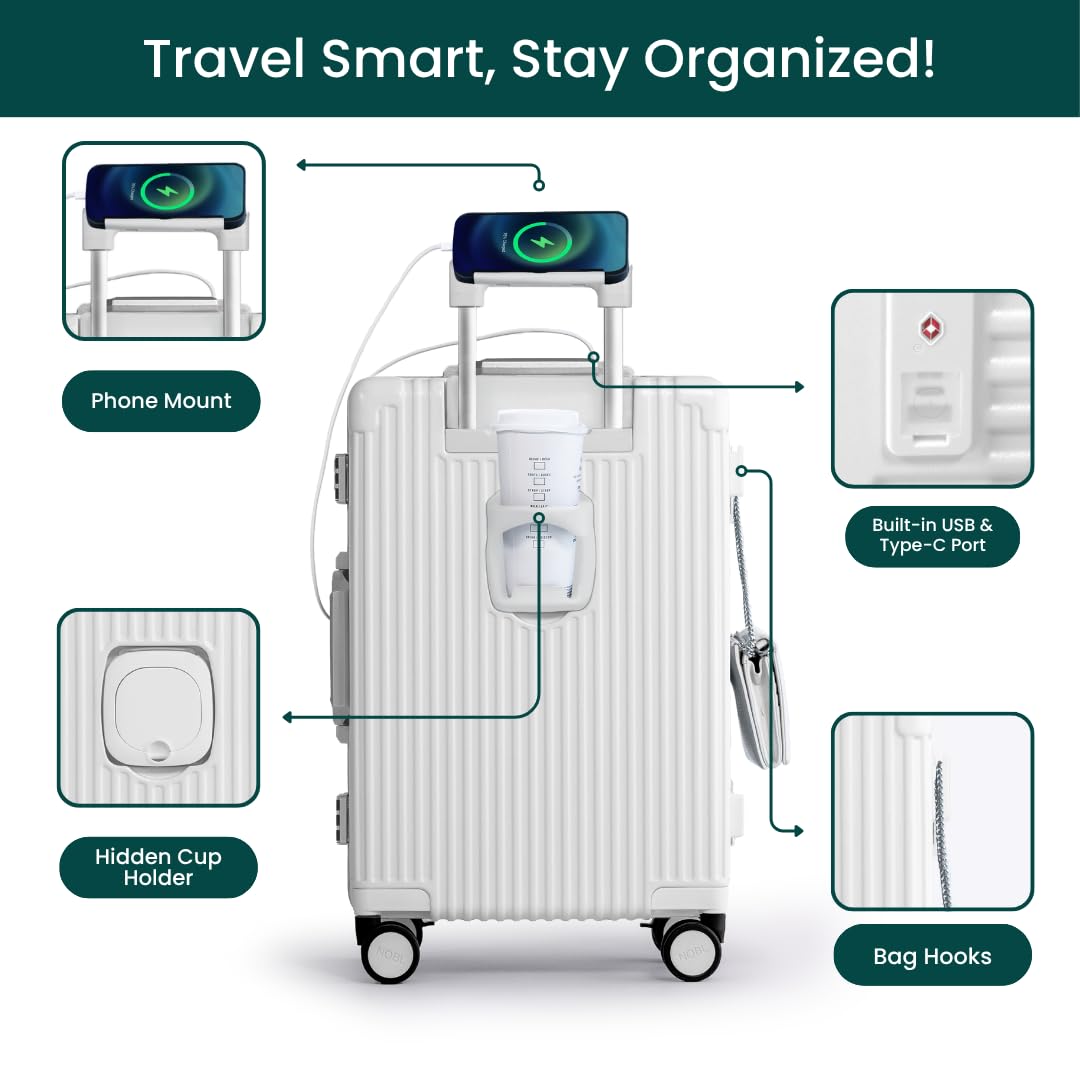 Nobl Travel Carry On Smart Zipperless Luggage.
