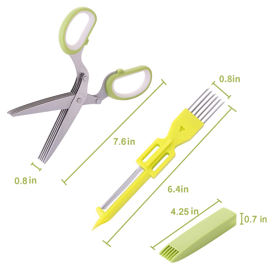2-Pack Herb Scissors Set with 5 Blades & 3 Blades