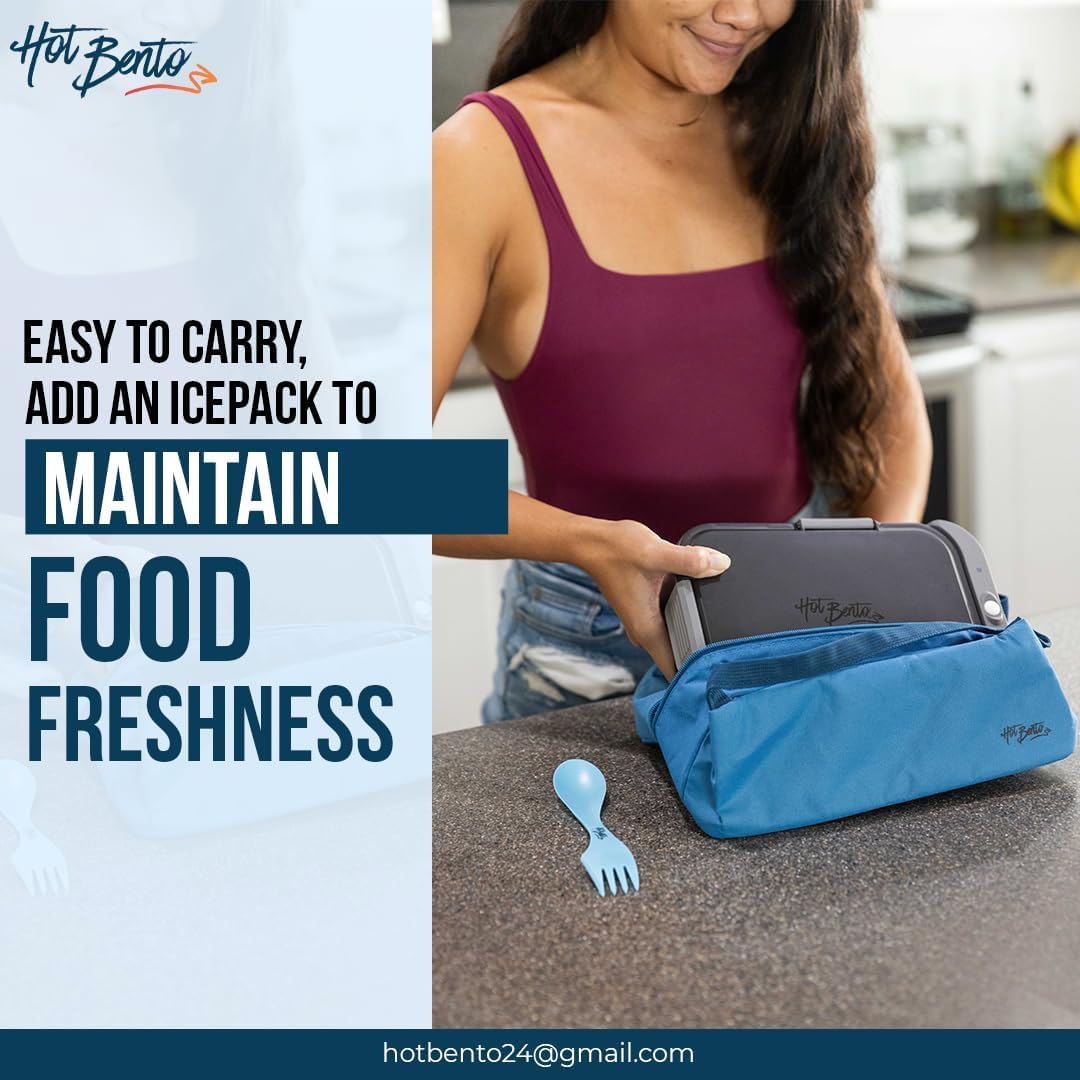 Self Heated Lunch Box and Food Warmer with Included Insulated Tote Bag