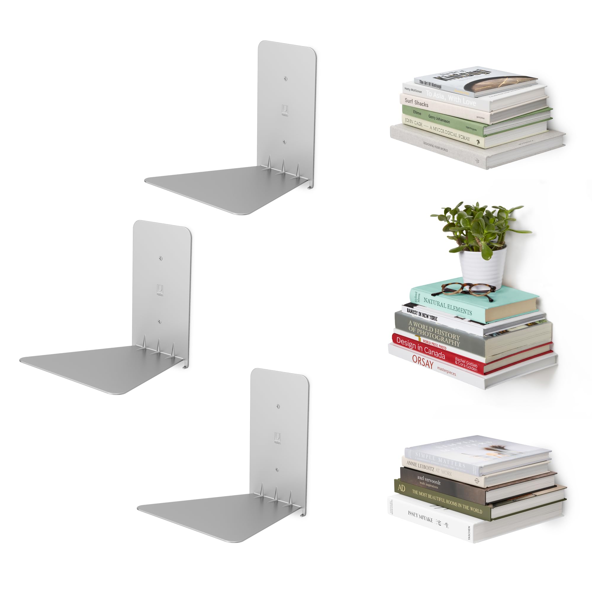 Concealed Floating Small Bookshelfs, Set of 3