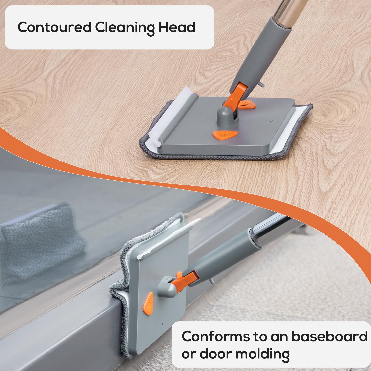 Baseboard, Wall, and Corner Cleaner Tool with 360° Rotating Handle