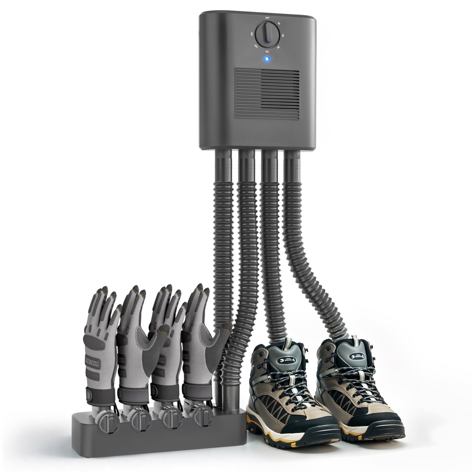 Wall Mounted Shoe and Boot Dryer with Glove Attachment