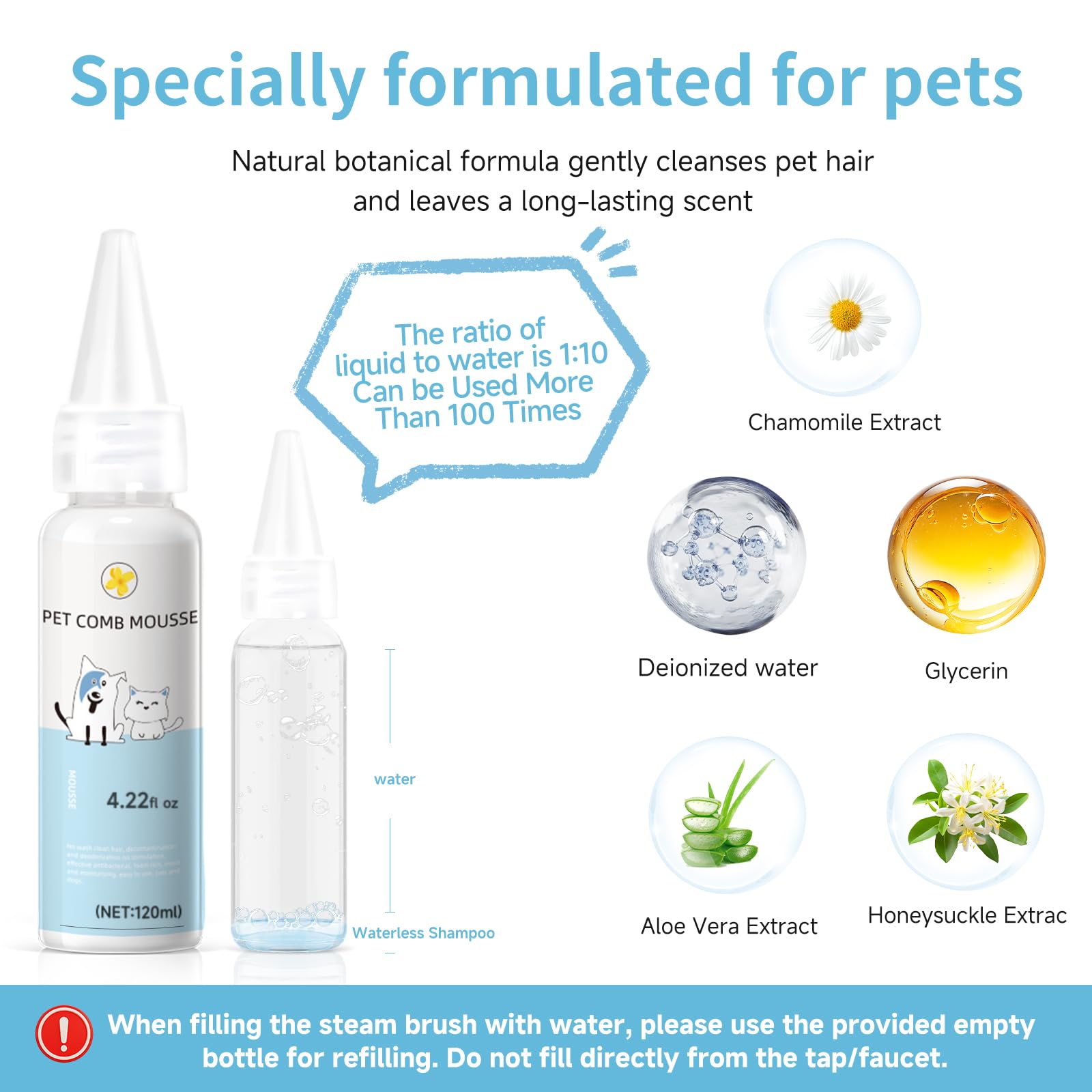 3 in 1 Pet Steam Brush for Dogs & Cats