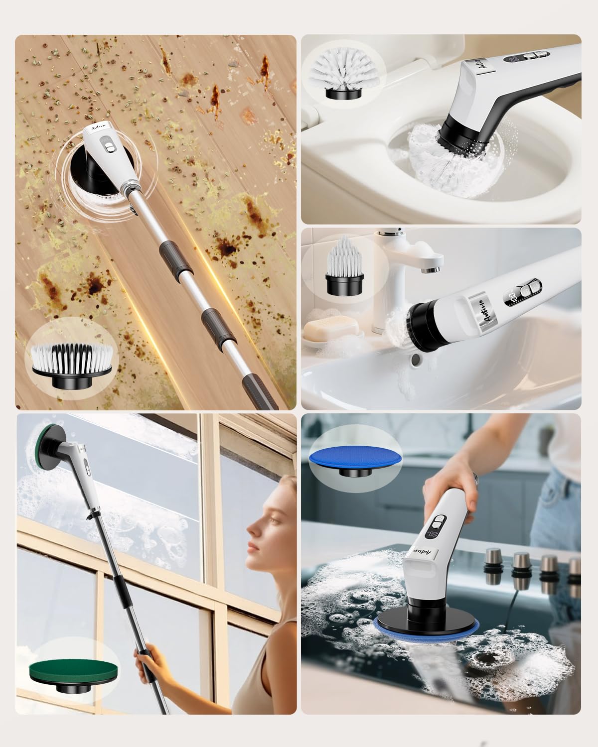 Waterproof Electric Spin Scrubber with LED Light