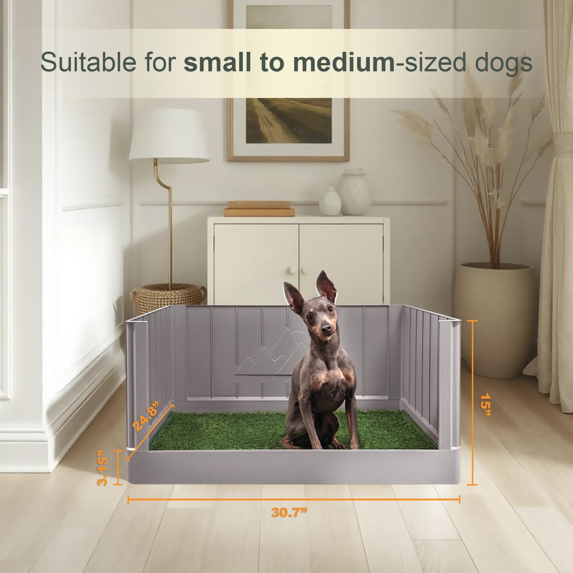 Indoor Dog Potty Pad Tray with High Walls + Turf Patch