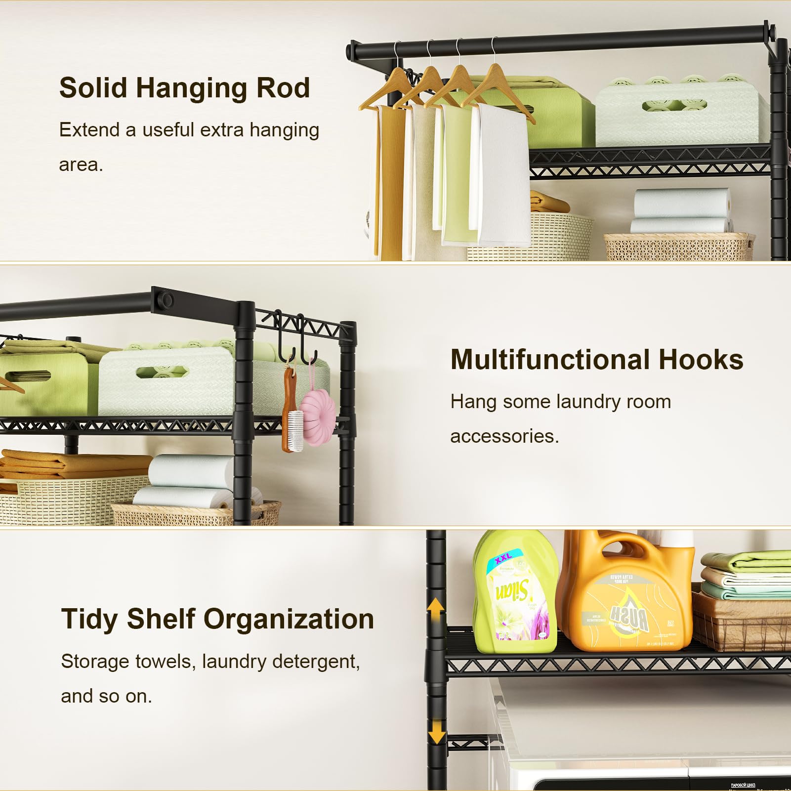 3 Tier Mini Over Washer and Dryer Shelves and organizer