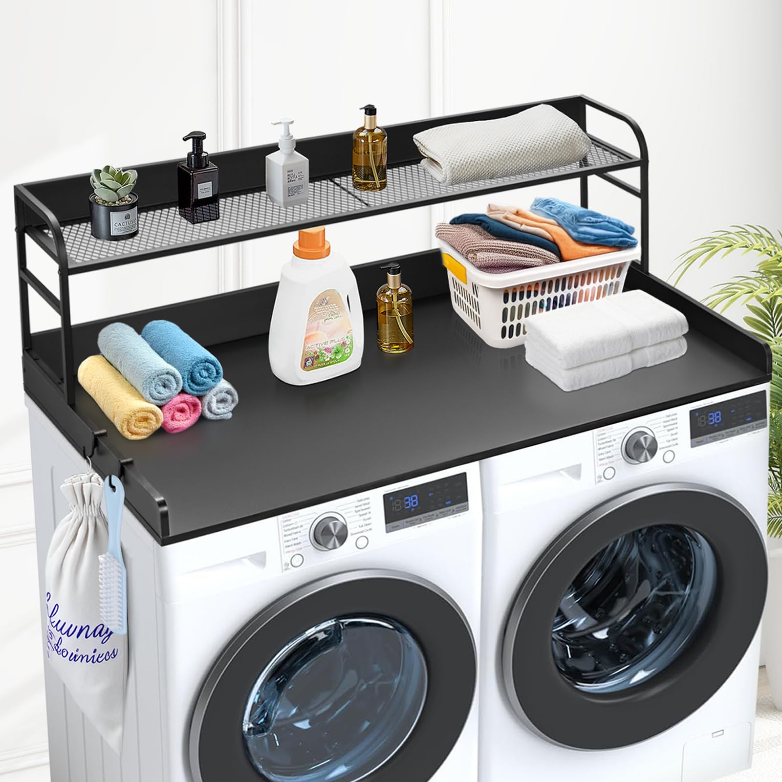 Washer Dryer Countertop with 2-Tier Shelf and Organizer