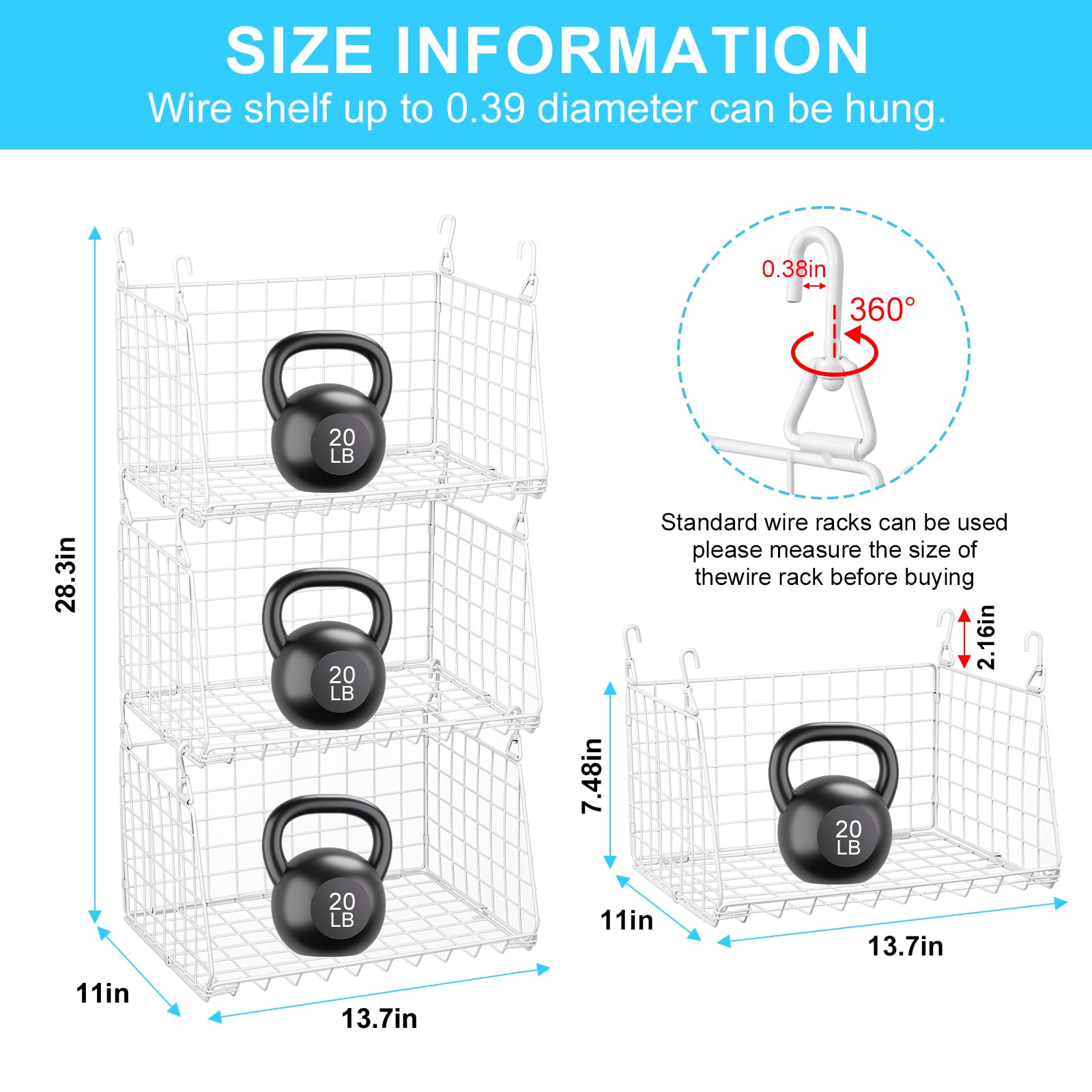 3-Tier Hanging Laundry Basket Organizer