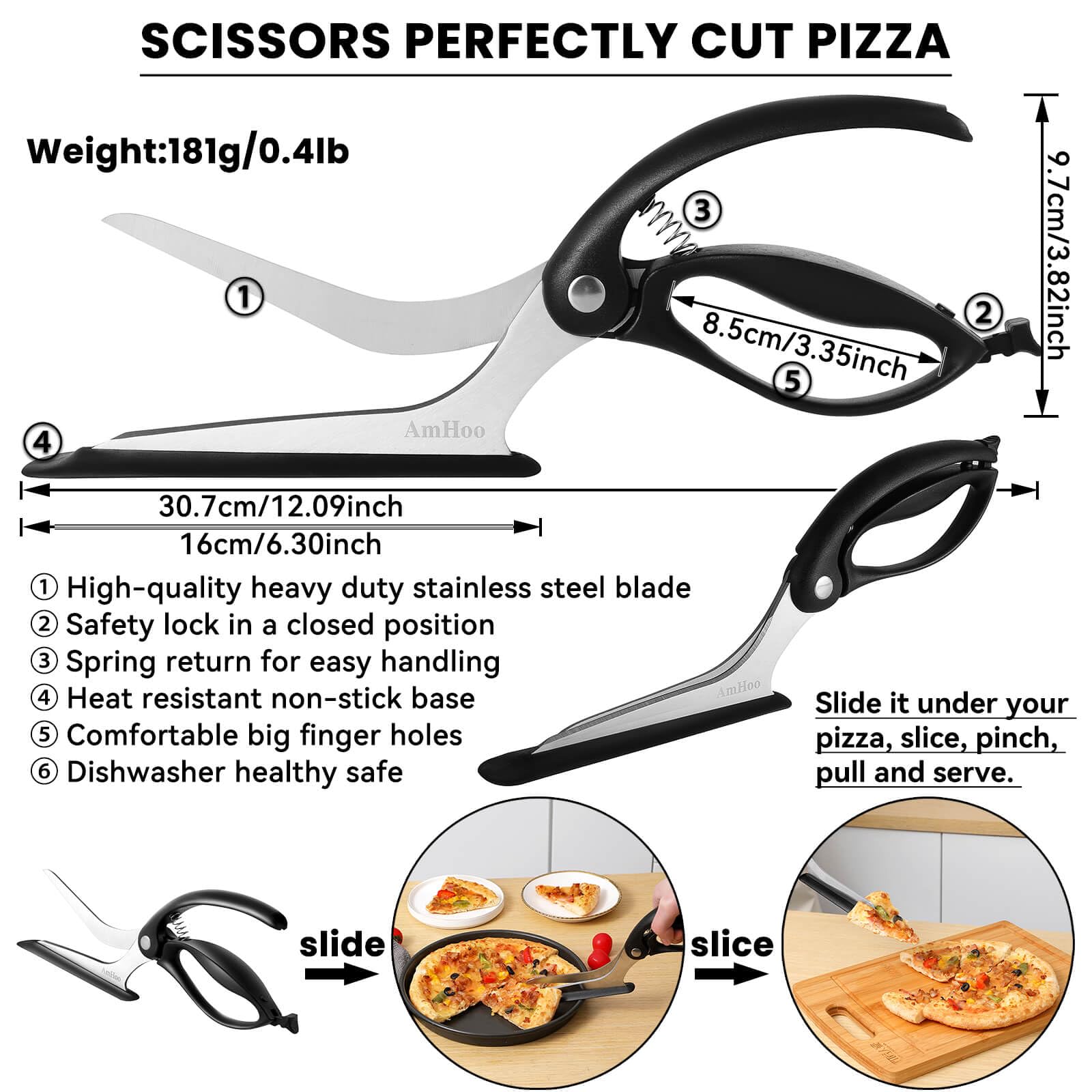 Stainless Steel Pizza Slice Server Scissors
