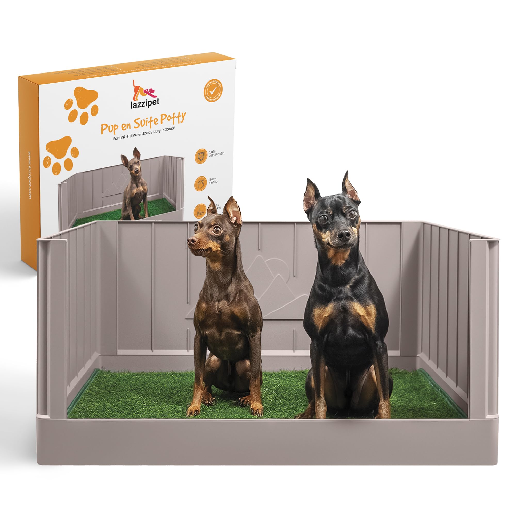 Indoor Dog Potty Pad Tray with High Walls + Turf Patch