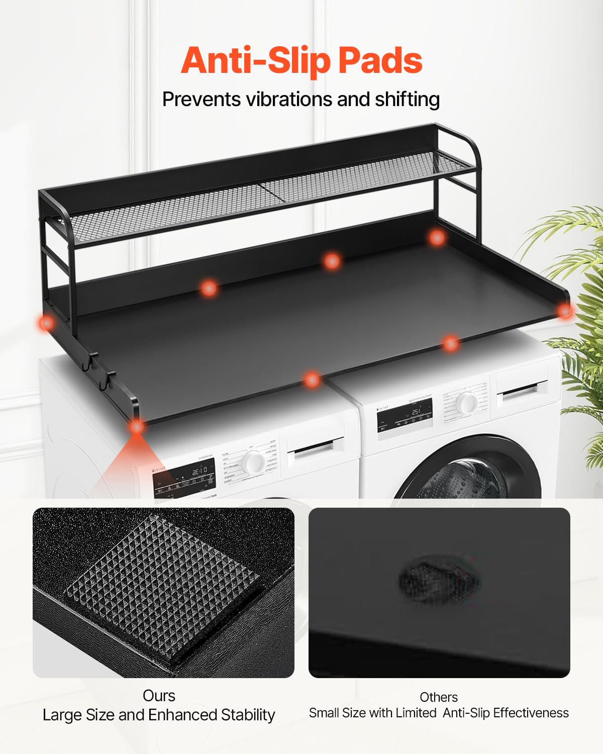 Washer Dryer Countertop with 2-Tier Shelf and Organizer