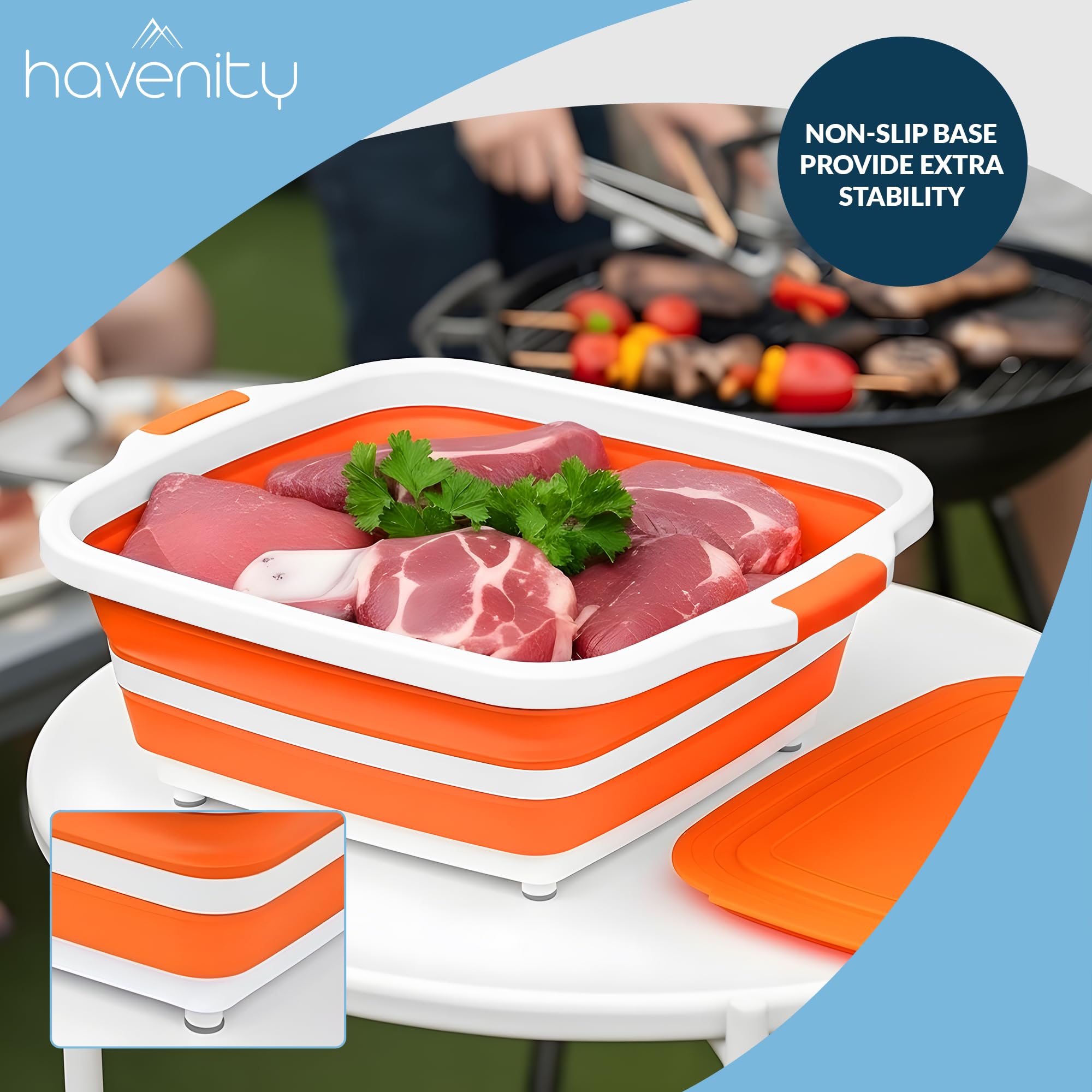 Multifunctional Collapsible Cutting Board with lid for Meal Prep