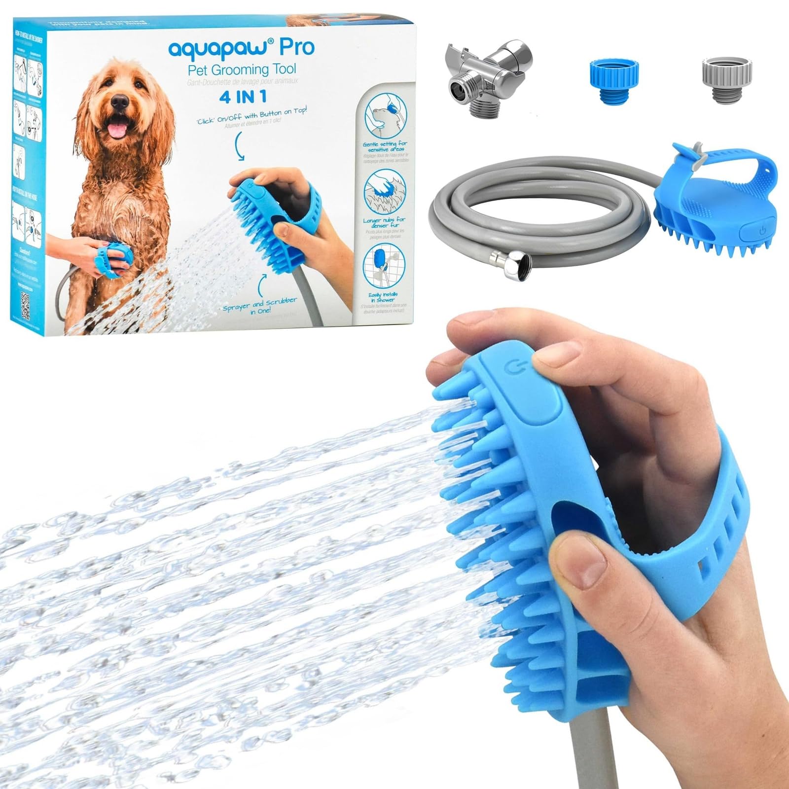 Aquapaw Dog Bath Brush Pro & Dog Shower Attachment
