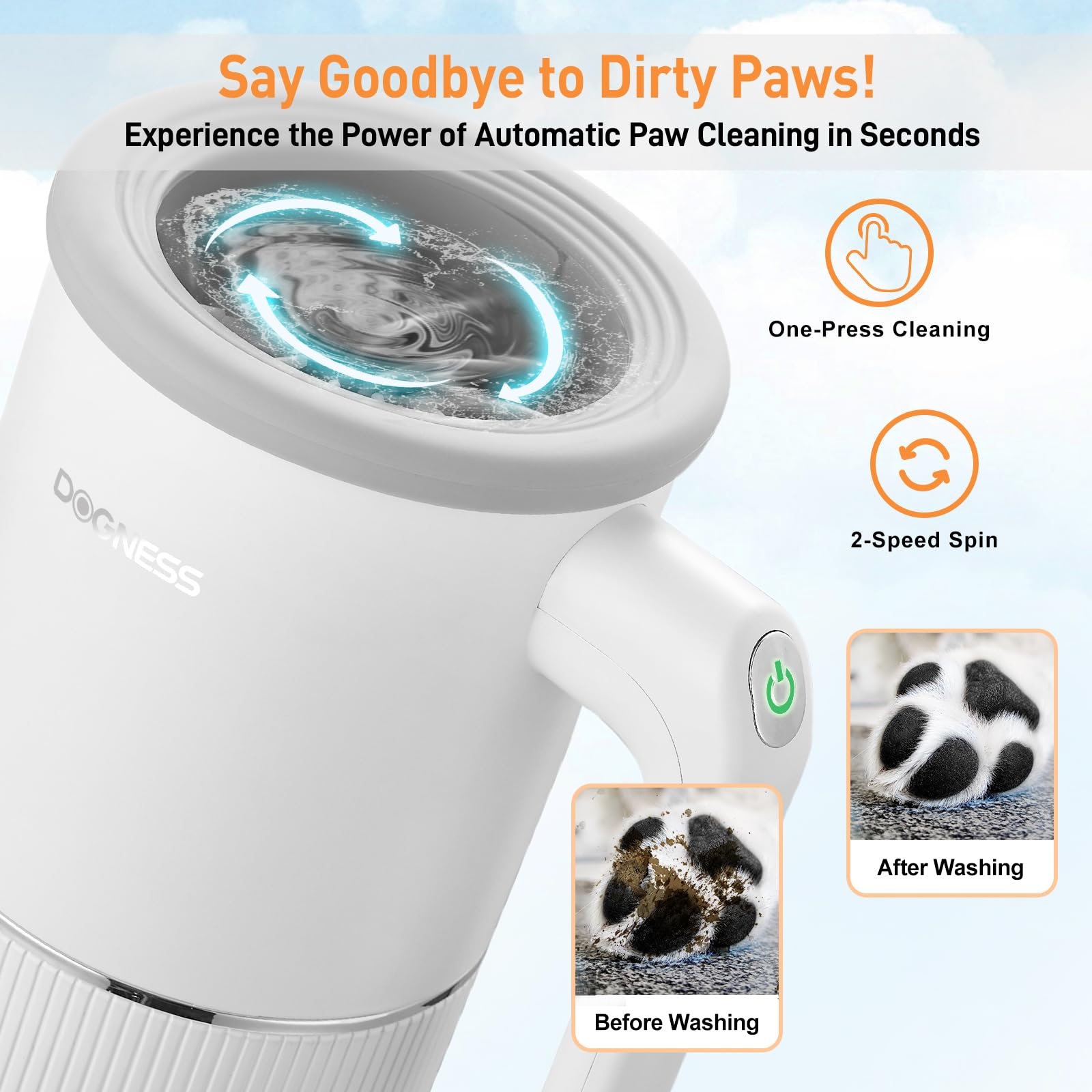 Automatic Dog Paw Cleaner for Medium to Large Dogs (White)