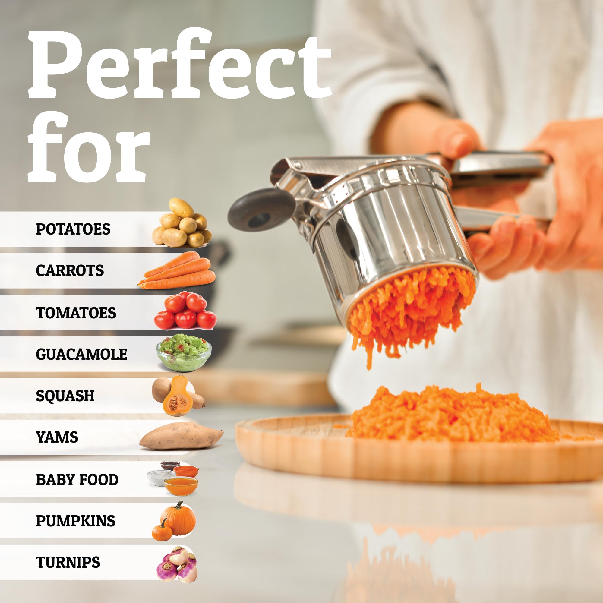 Heavy Duty Stainless Steel Potato Masher and Ricer Tool