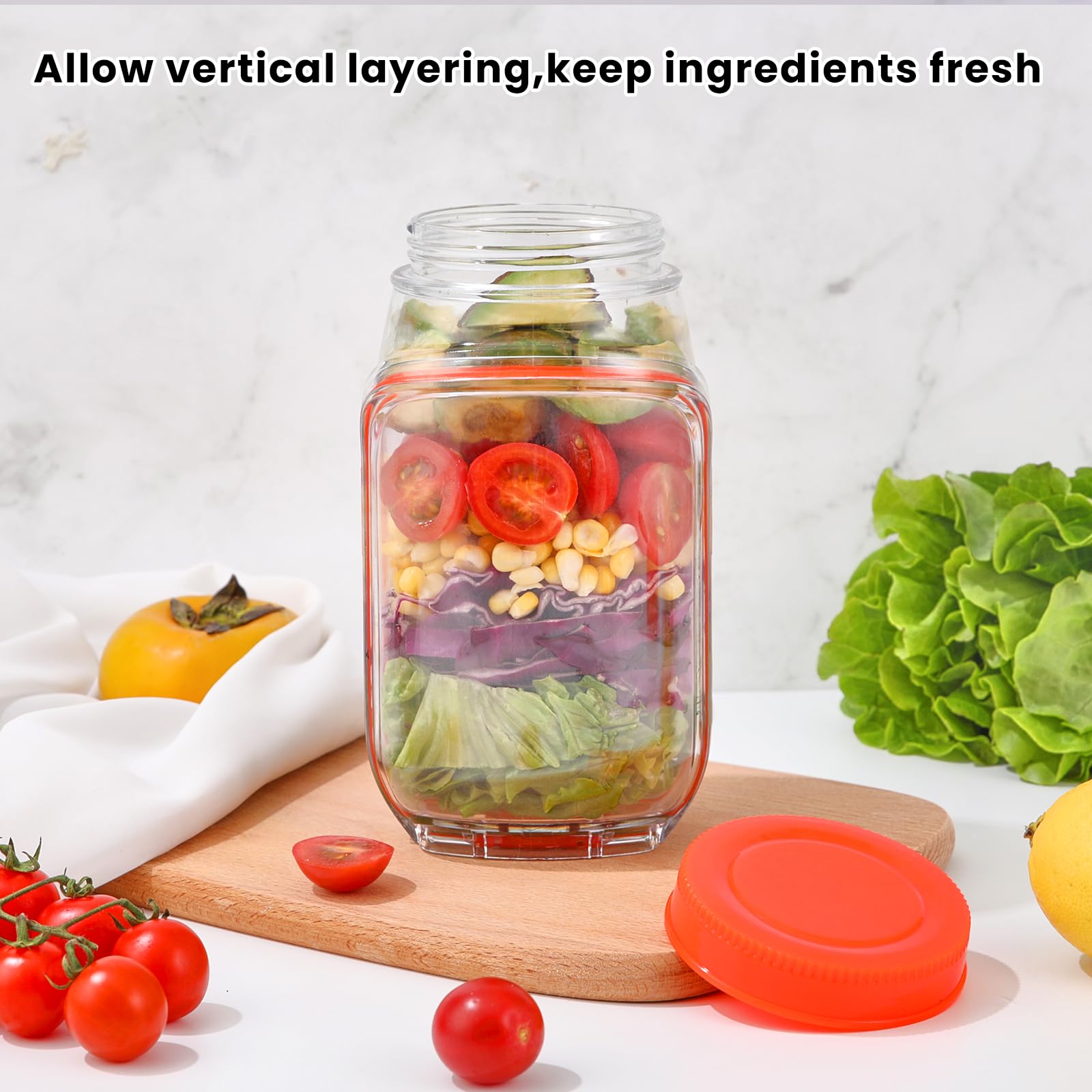 Side opening salad mason jar bowl