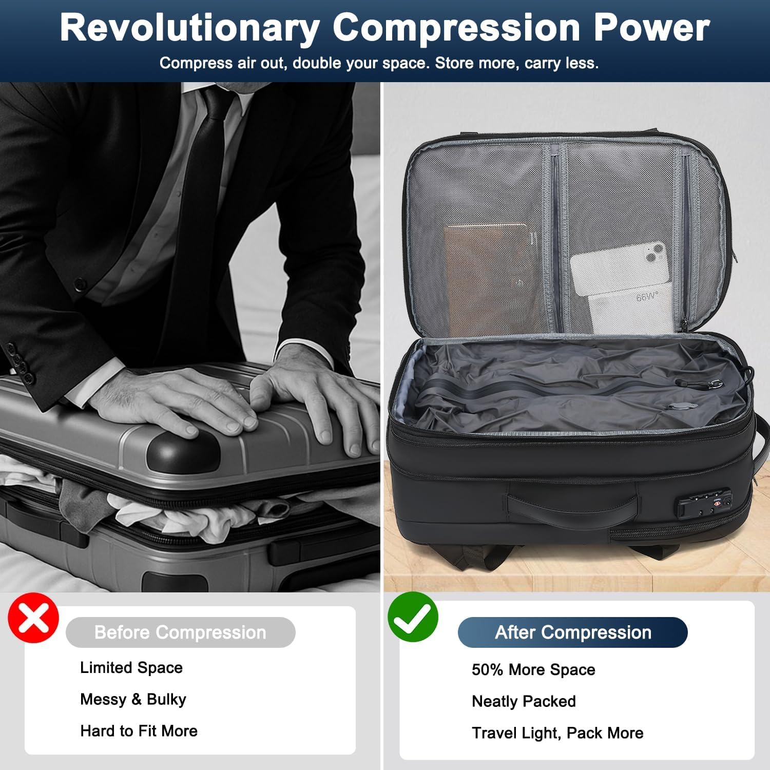 Vacuum Compression Travel Backpack
