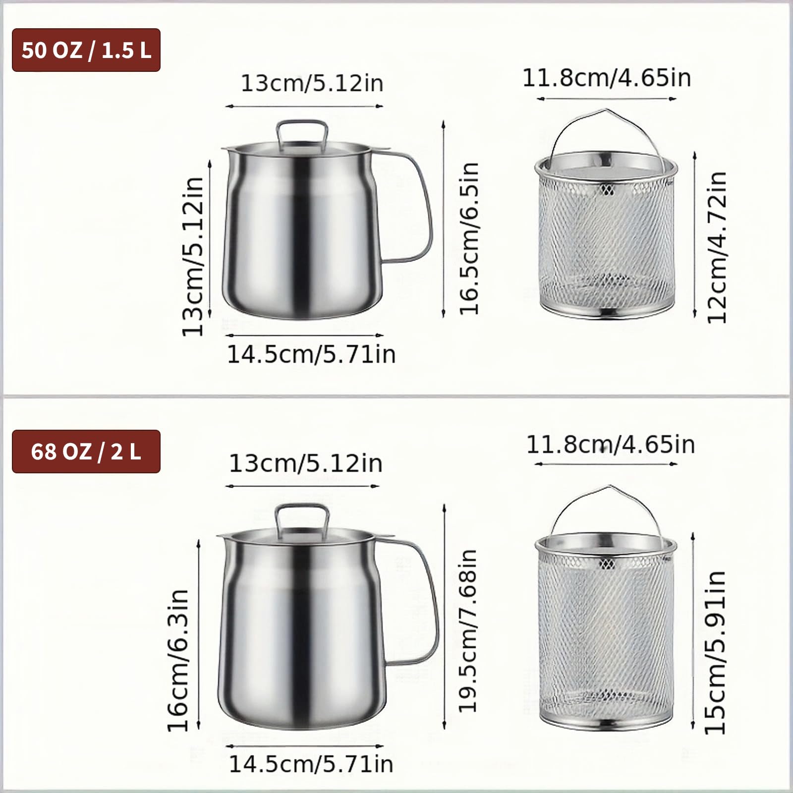 2 in 1 Stainless Steel Deep Fryer Pot with Basket & Strainer