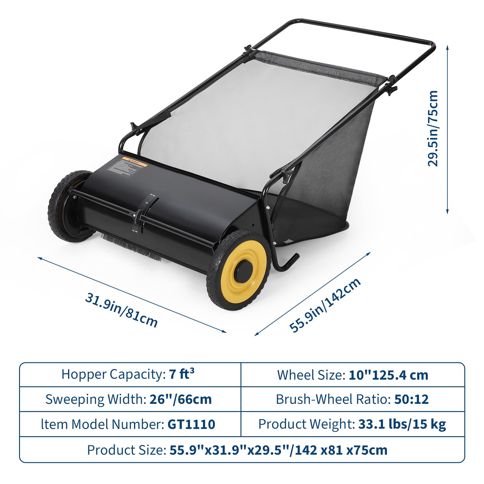 26-Inch Push Lawn Leaf Sweeper Collector