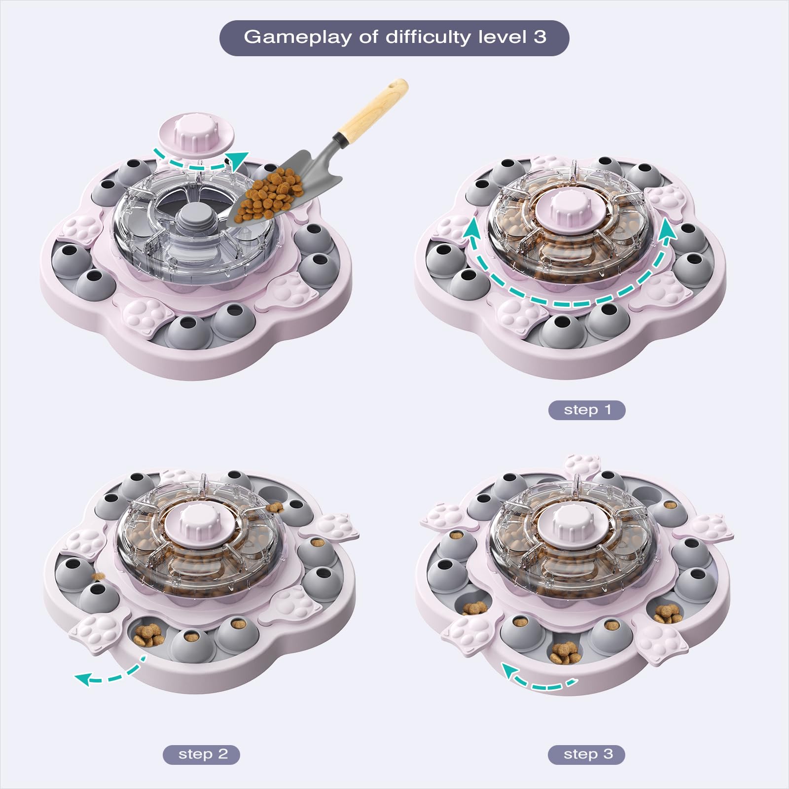 3 Levels of Challenge Spinning Dog Puzzle Feeder