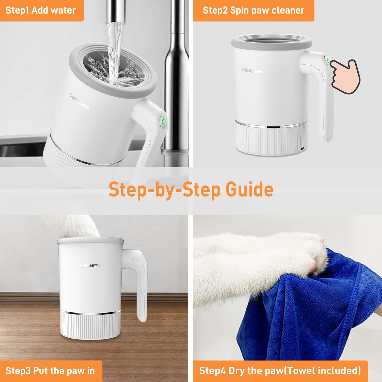 Automatic Dog Paw Cleaner for Medium to Large Dogs (White)