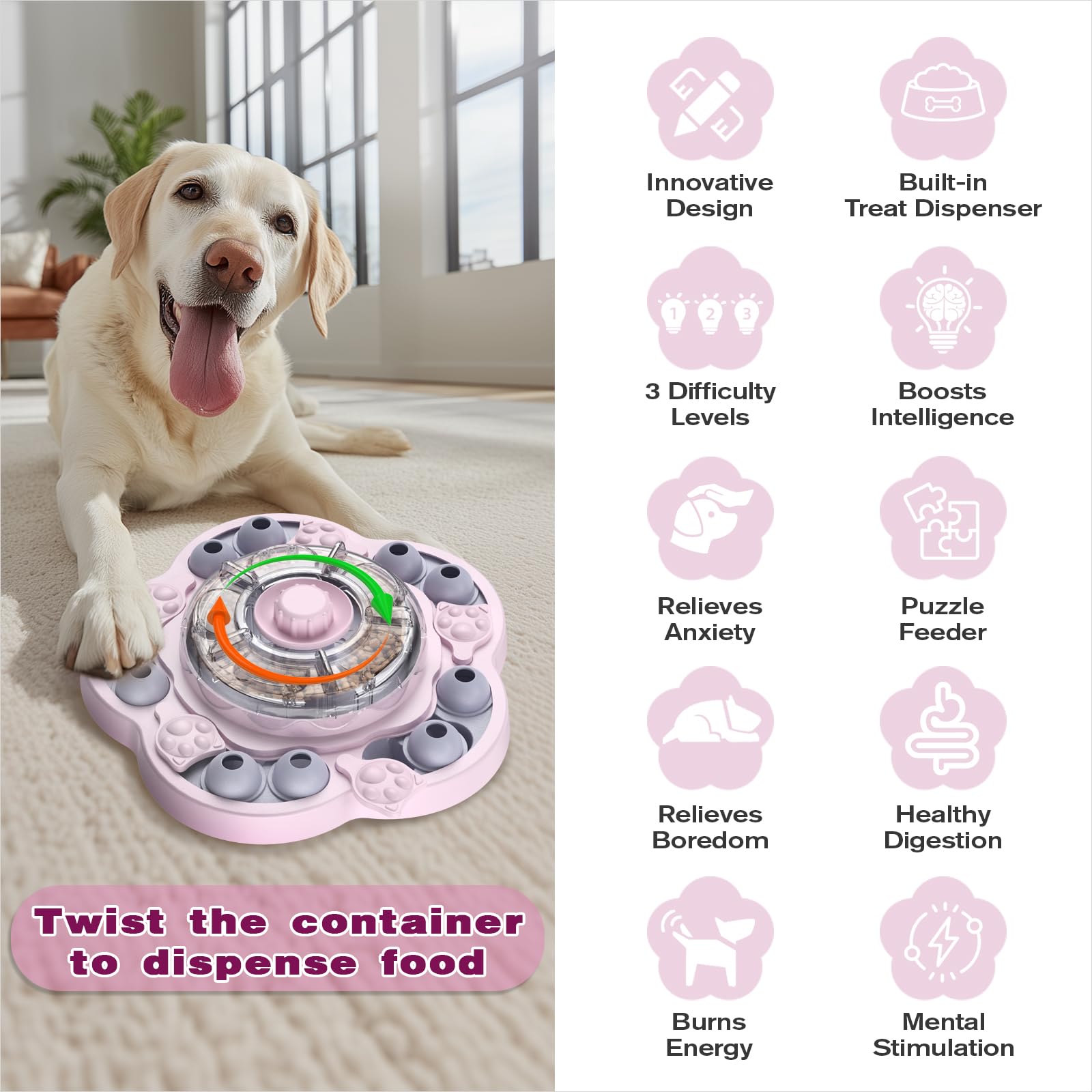 3 Levels of Challenge Spinning Dog Puzzle Feeder