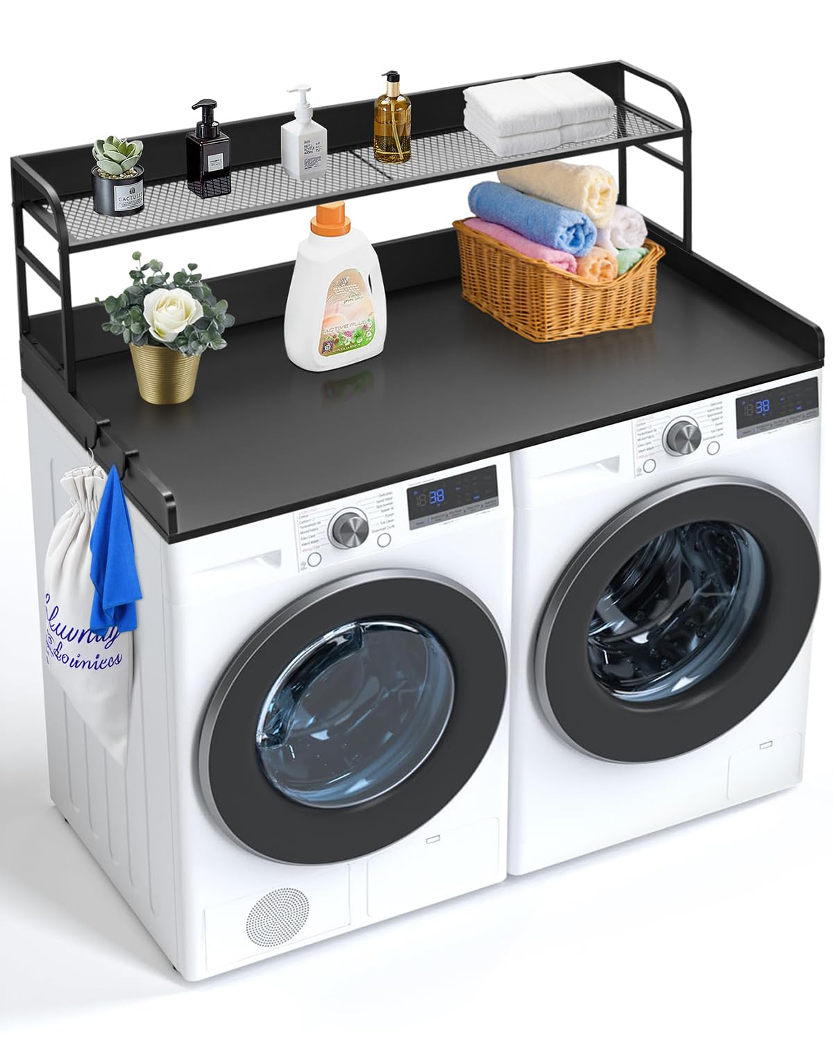 Washer Dryer Countertop with 2-Tier Shelf and Organizer