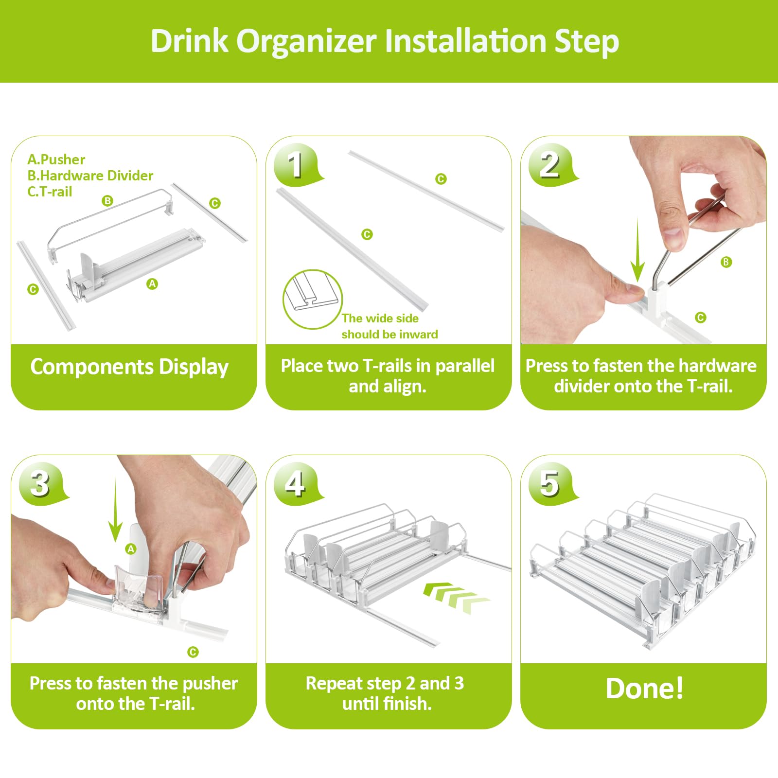 25 Can Self Pushing Drink Organizer for Fridge