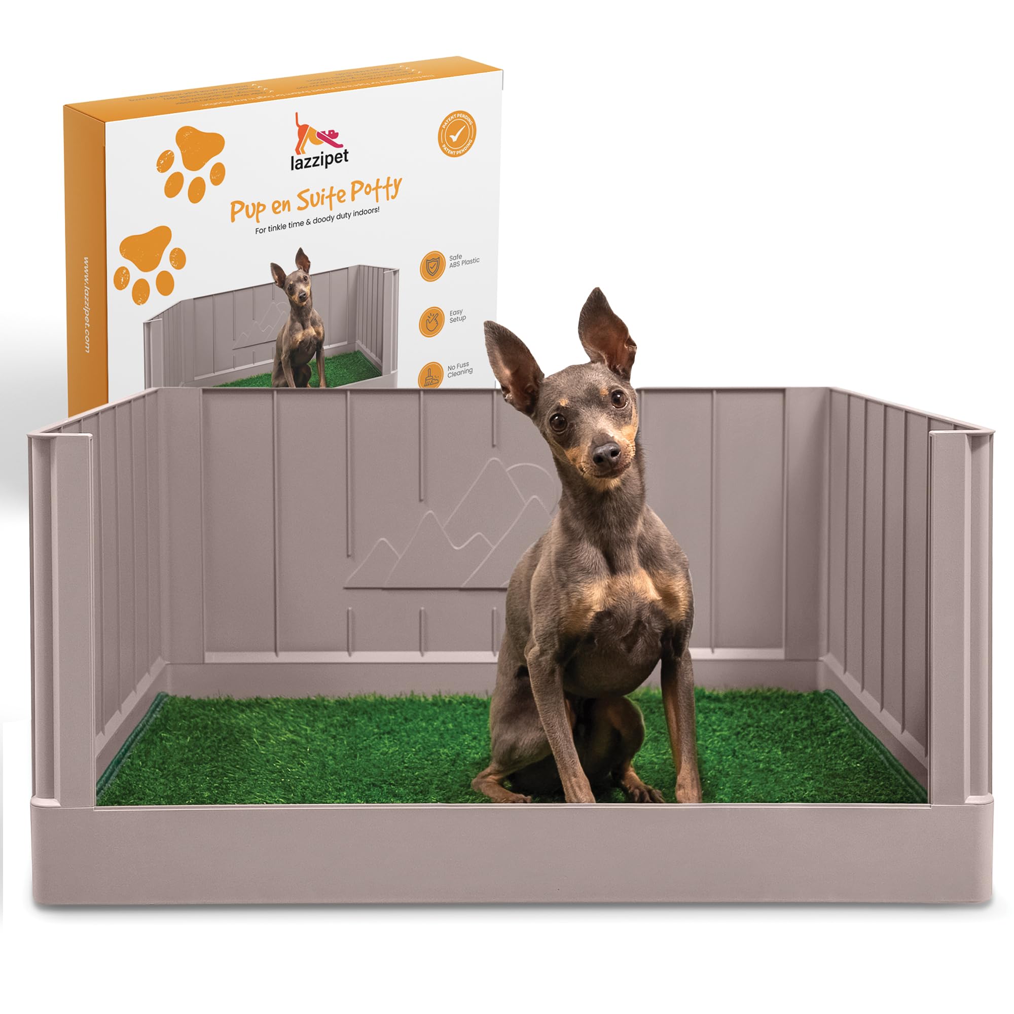 Indoor Dog Potty Pad Tray with High Walls + Turf Patch