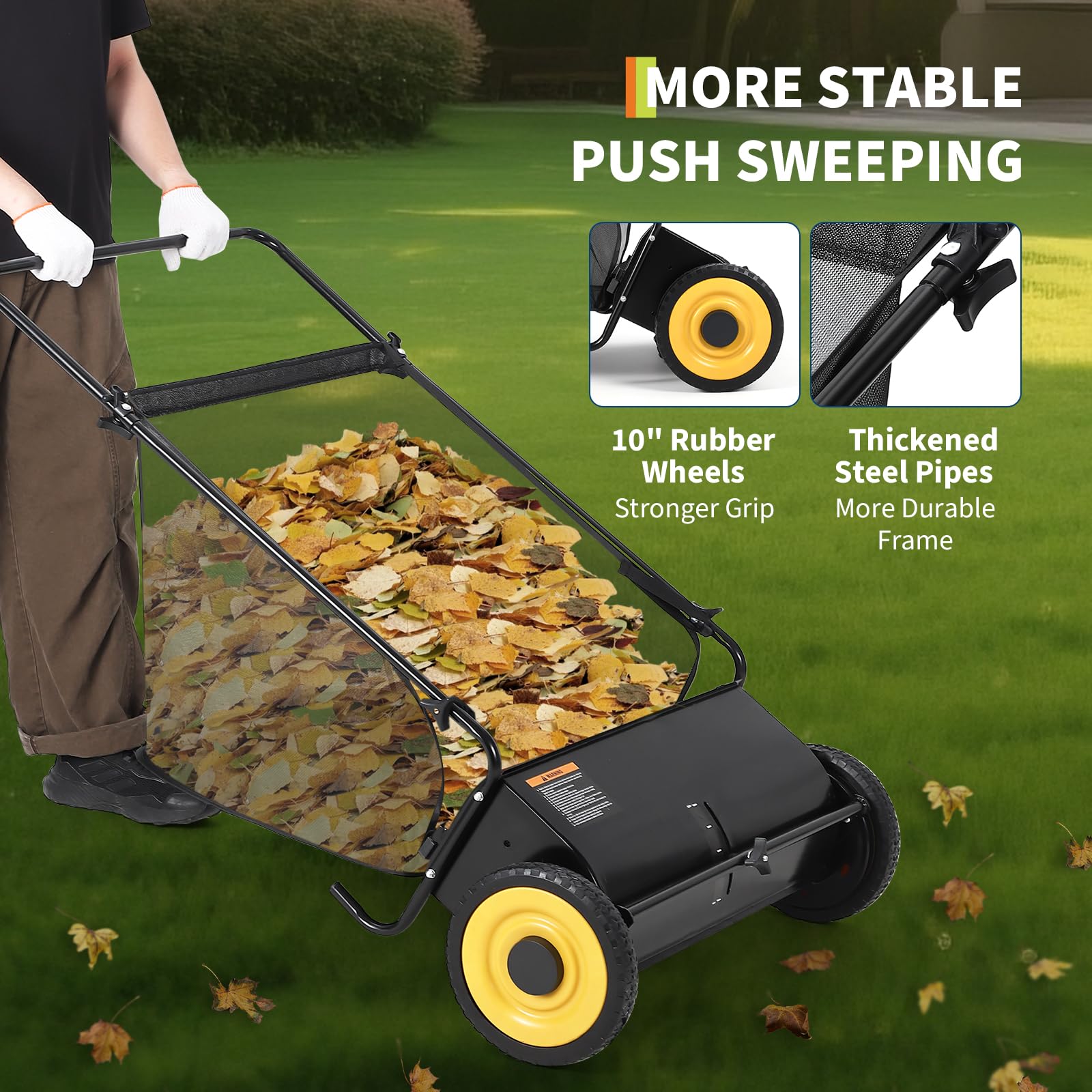 26-Inch Push Lawn Leaf Sweeper Collector