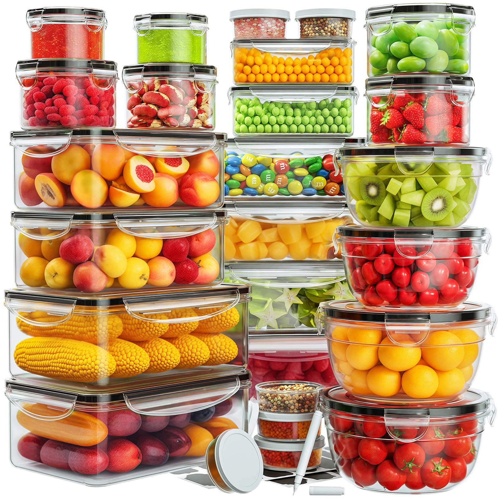 52 PCS Food Storage Containers with Lids Airtight (26 Lids & 26 Containers)