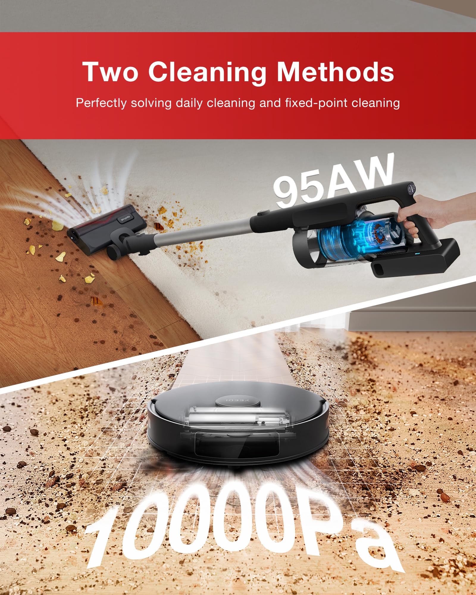 All-in-one Cleaning Cordless Combo Stick Vacuum, Robot & Mopping