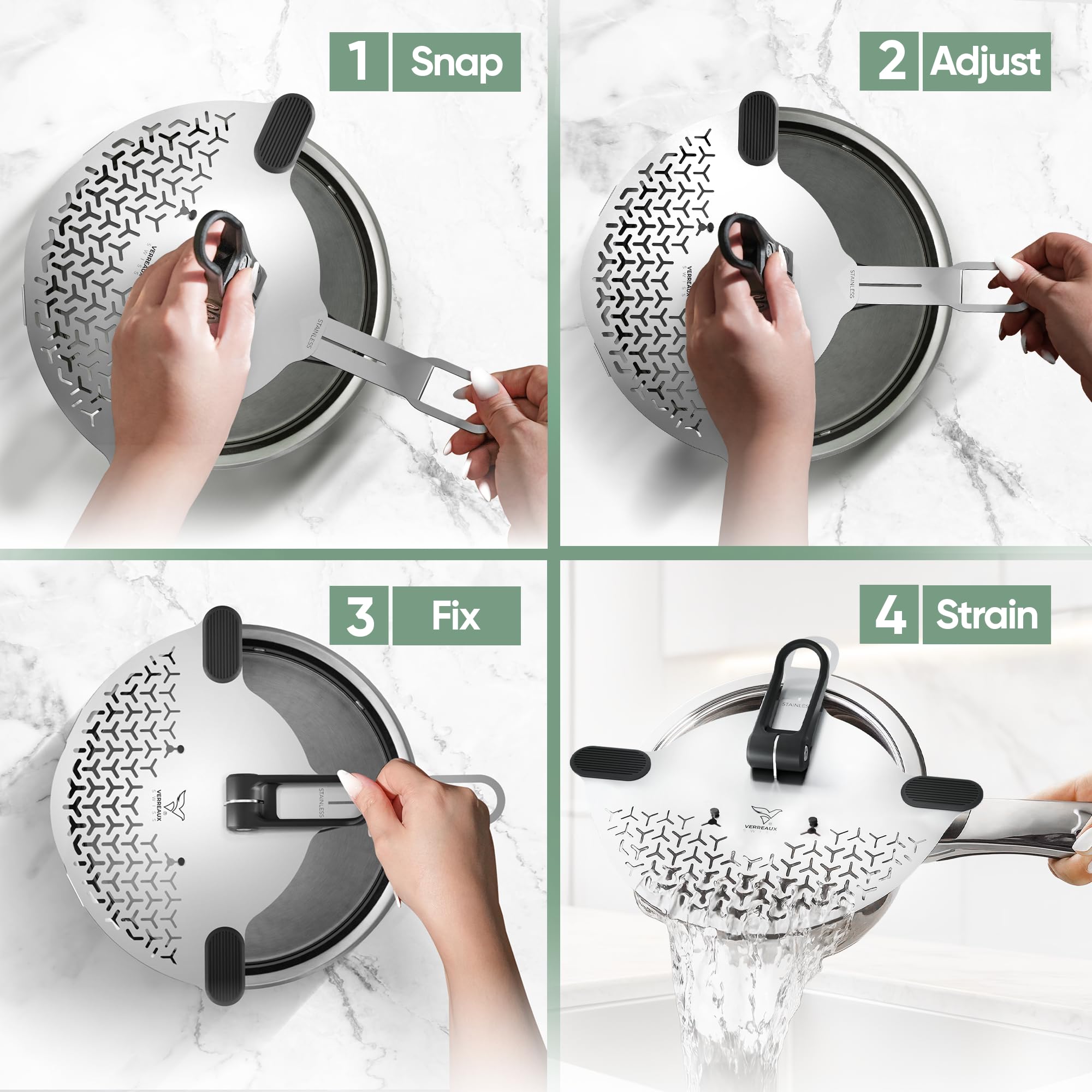 Stainless Steel Clip-On Pot Drainer / Strainer